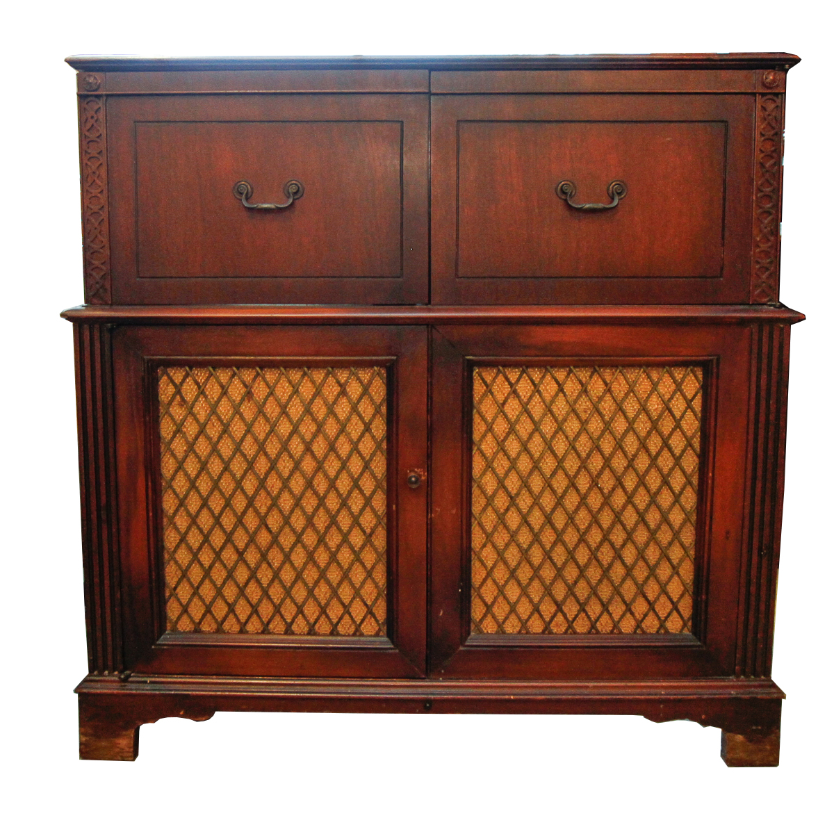 Vintage Mahogany Record Player and Radio Console by StrombergCarlson