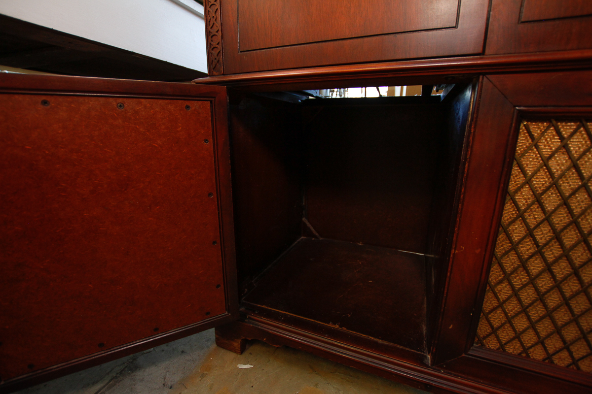 Vintage Mahogany Record Player and Radio Console by StrombergCarlson