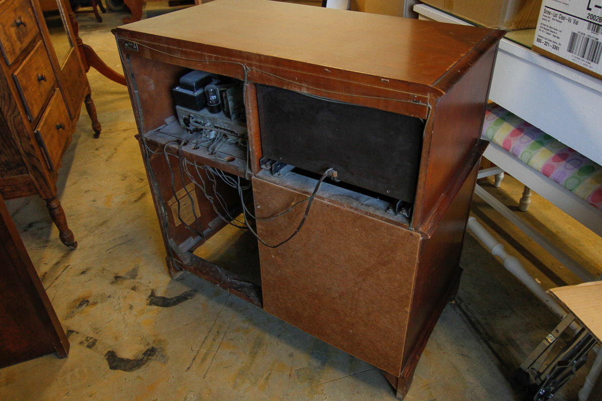 Vintage Mahogany Record Player and Radio Console by StrombergCarlson