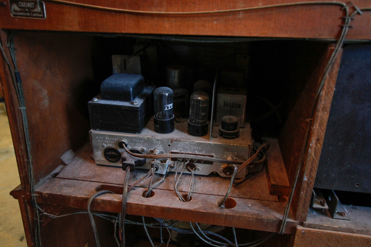 Vintage Mahogany Record Player and Radio Console by StrombergCarlson