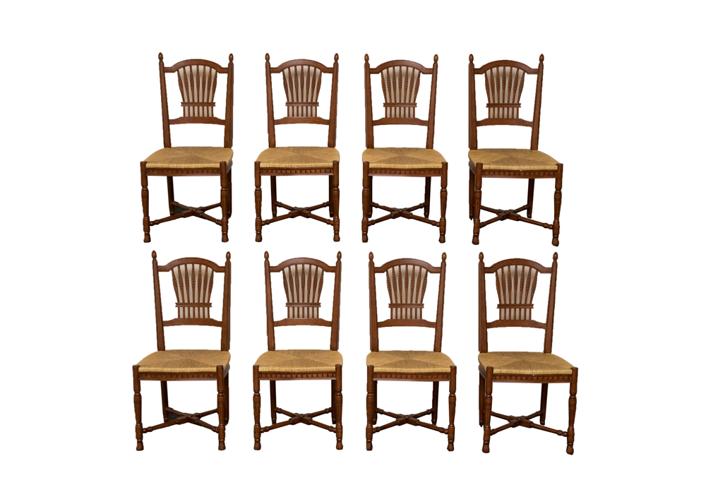 Set of Eight Dining Chairs with Rush Seats | EBTH