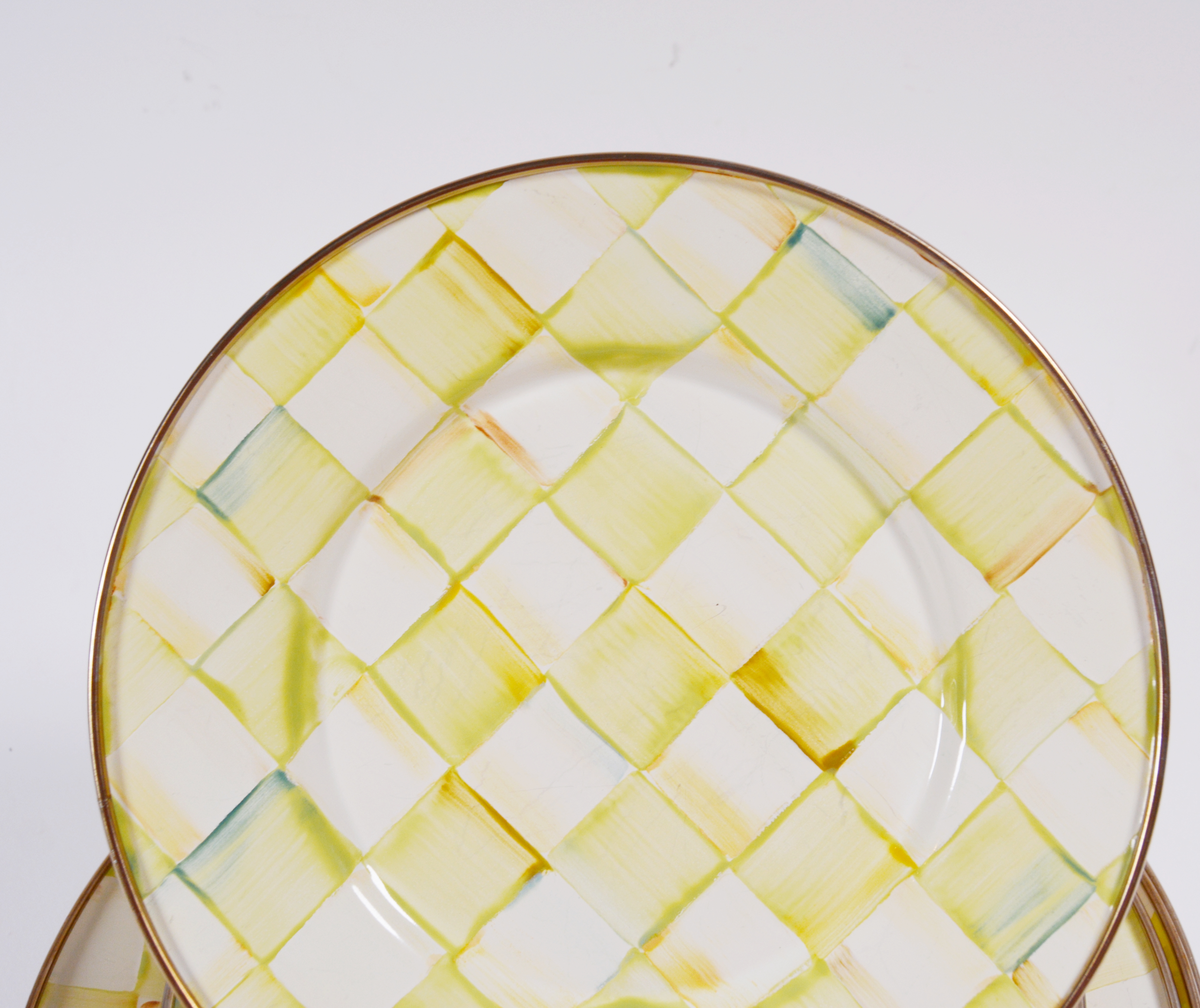 MackenzieChilds "Parchment Check" Enamel Plates EBTH