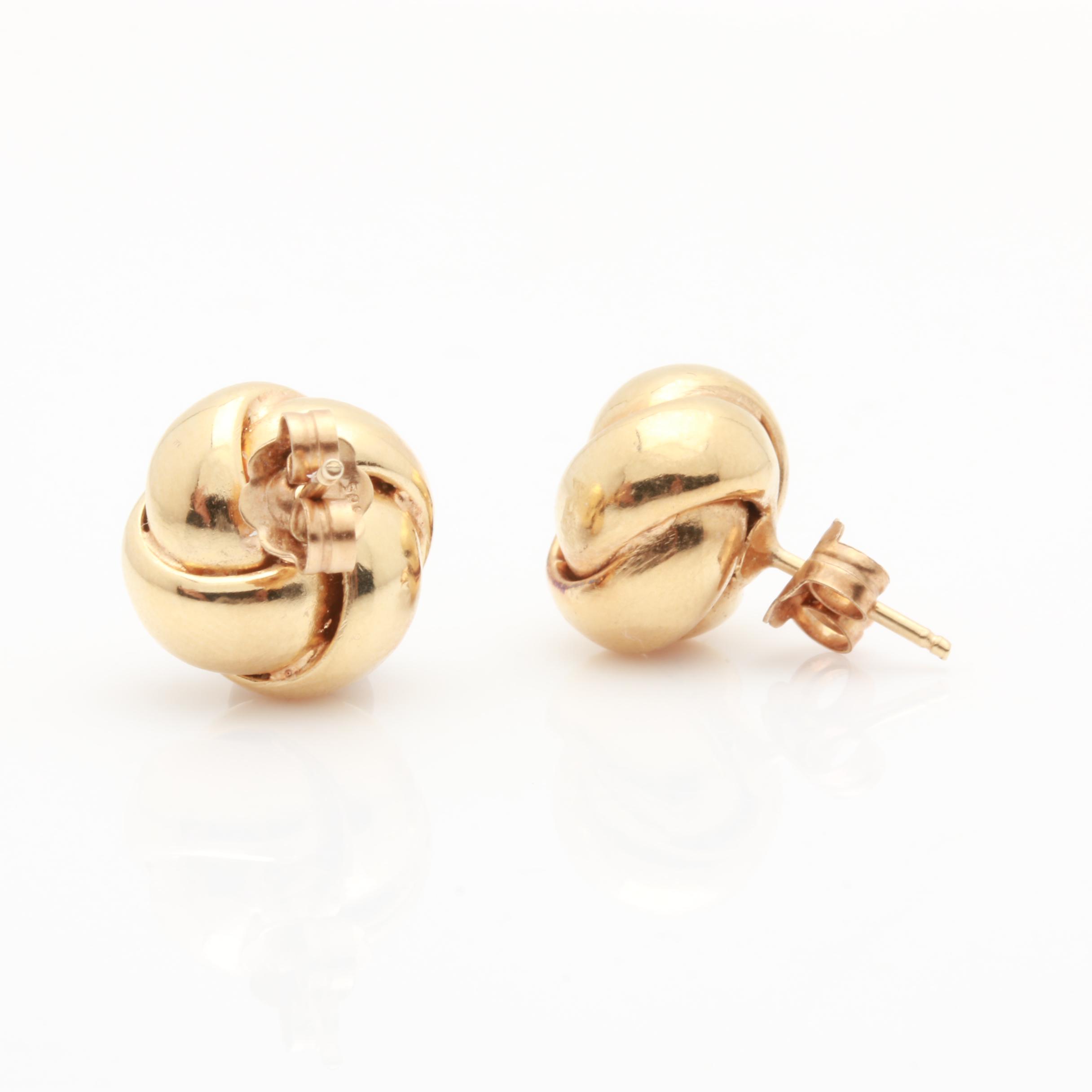 14K Yellow Gold Twisted Stud Earrings EBTH