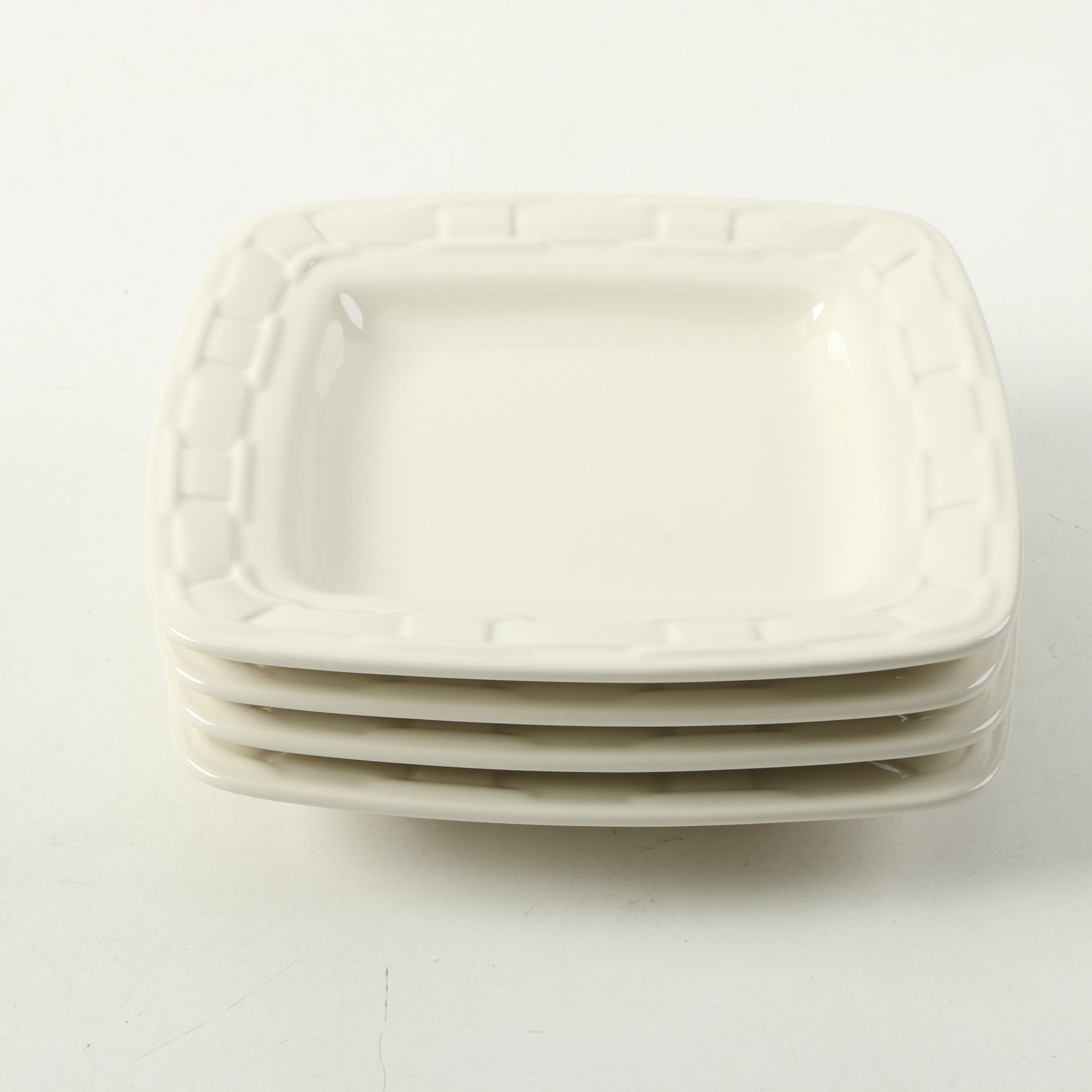 Longaberger "Woven Traditions" Butternut and Ivory Square Plates with