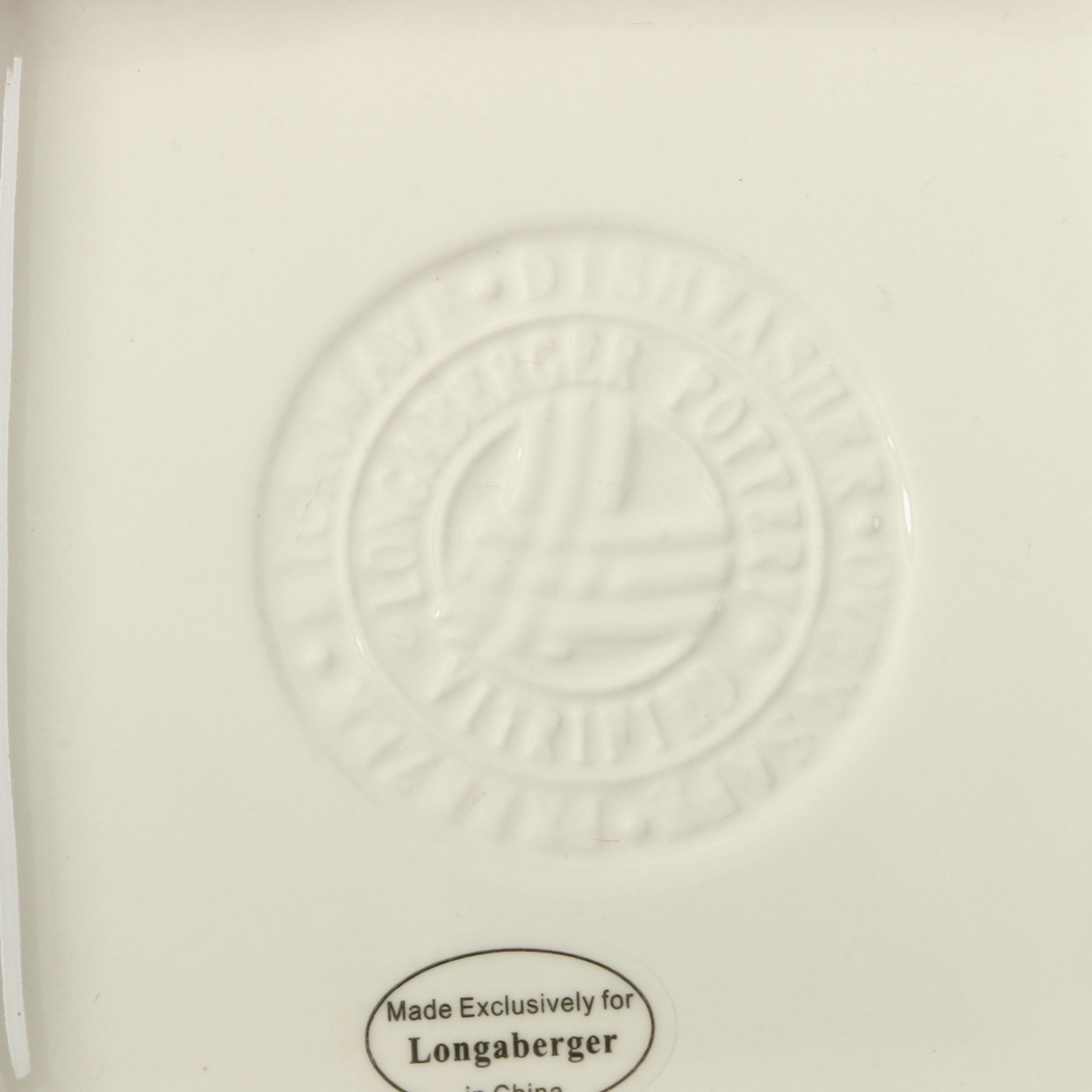 Longaberger "Woven Traditions" Butternut and Ivory Square Plates with