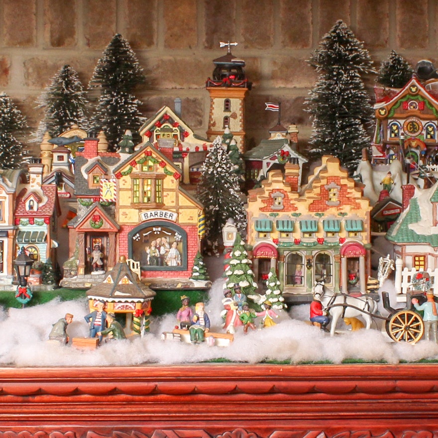 Large Collection Of Christmas Village Decor Ebth Large Collection Of Christmas Village