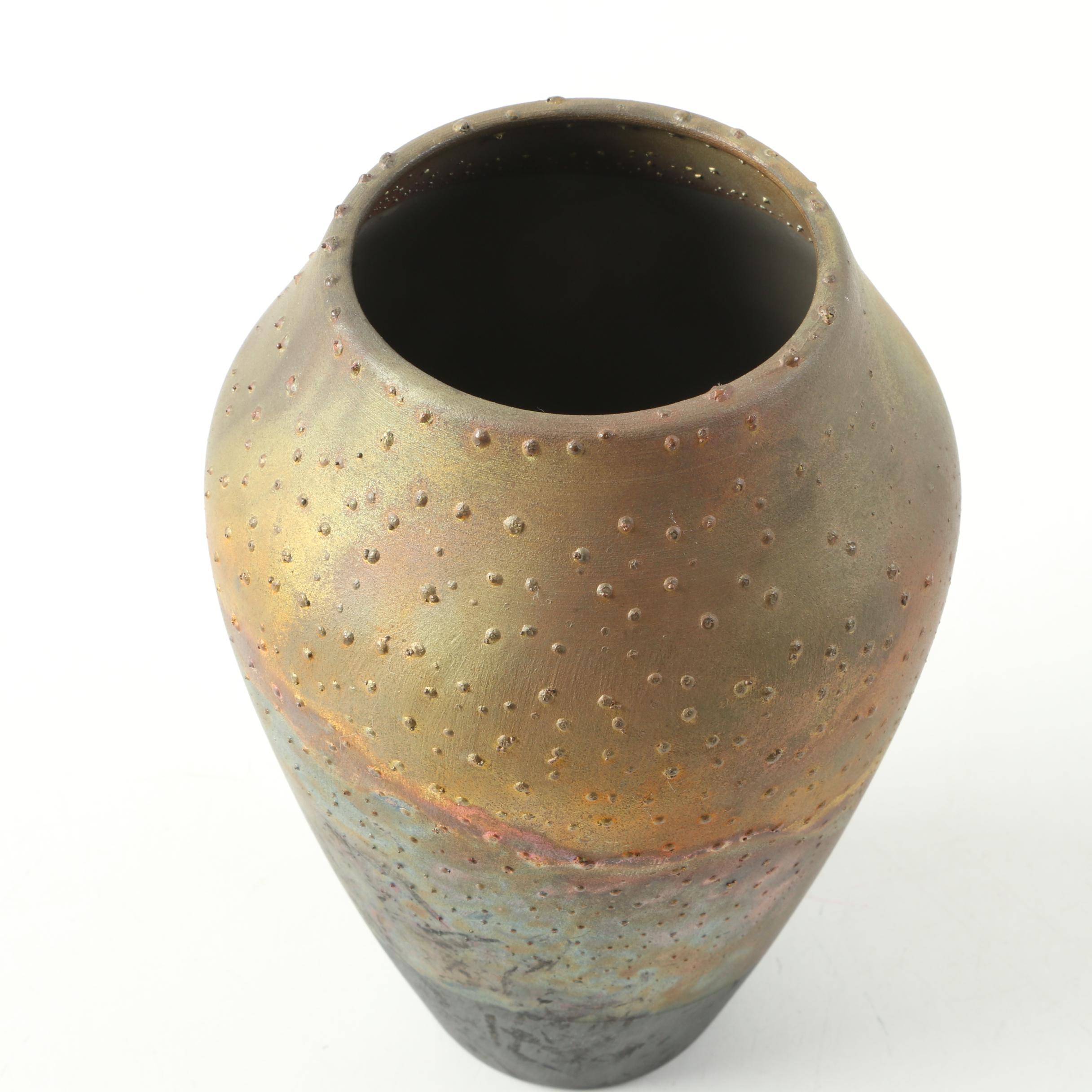 Norman Bacon Pottery Raku Vase EBTH