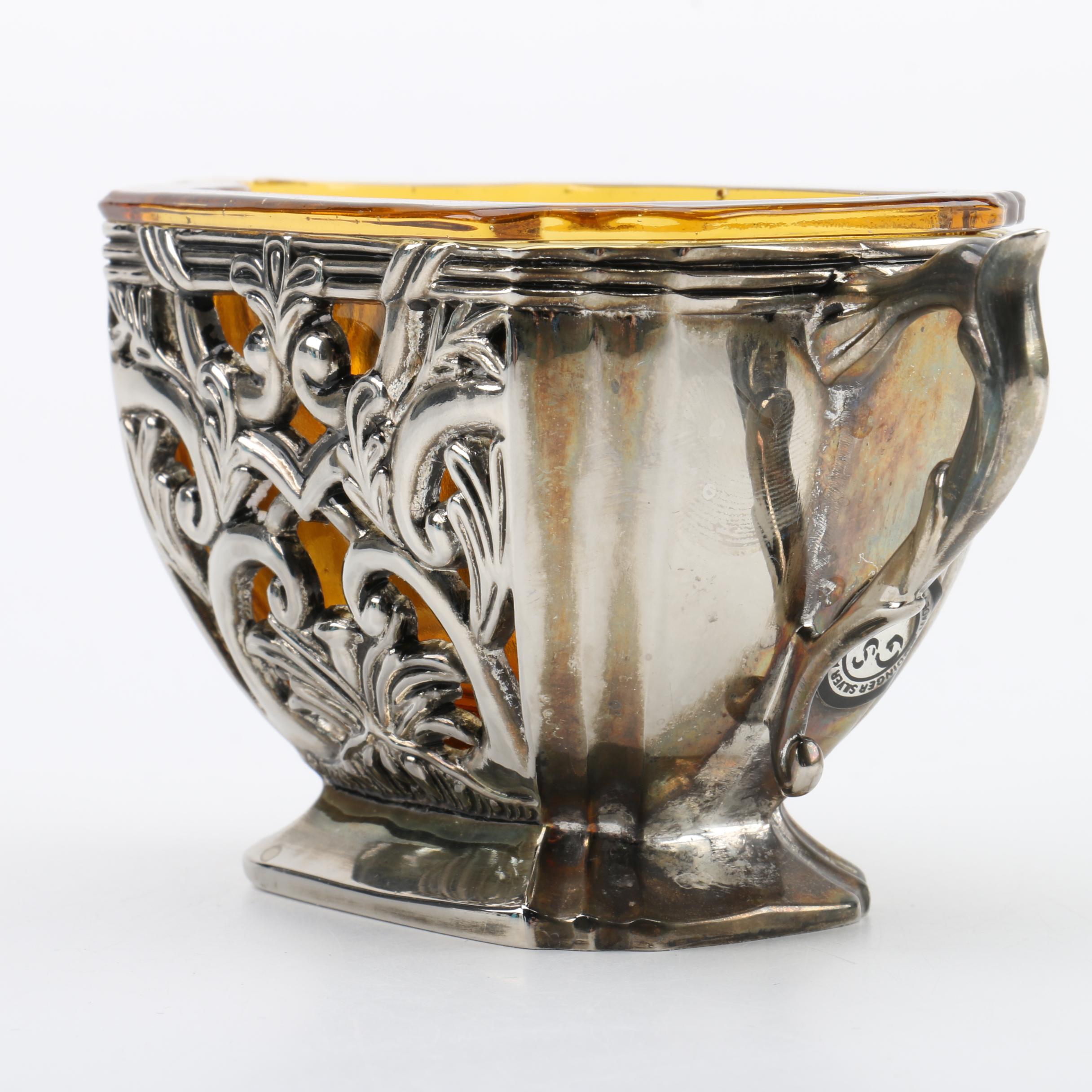 Godinger SilverPlated and Glass Creamer and Sugar Bowl Set EBTH