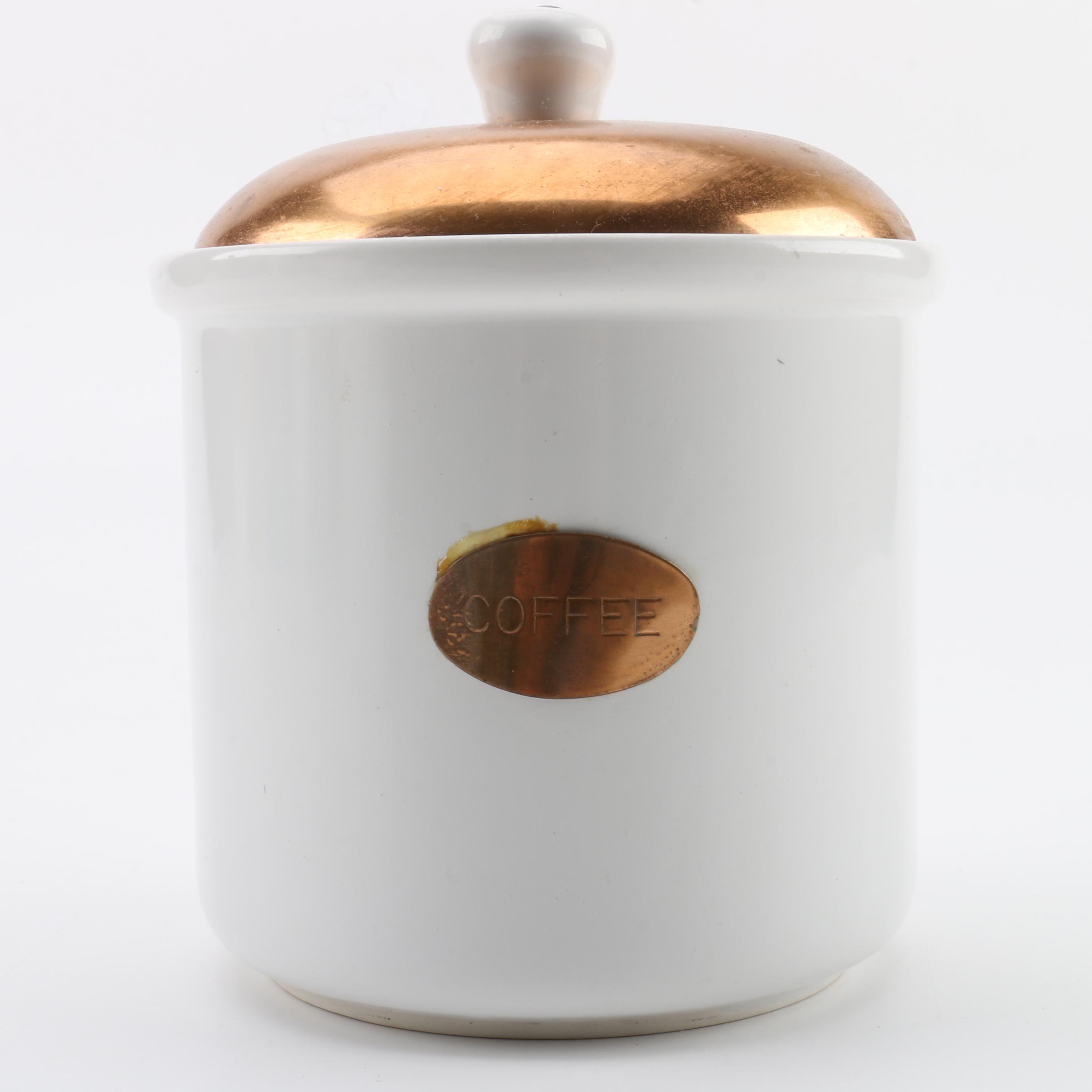 Portuguese Copper Clad and Ceramic Canisters EBTH