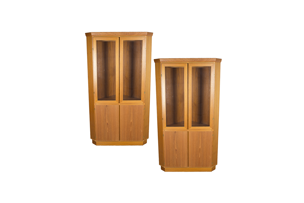 Danish Modern Teak Corner China Cabinets By Skovby Mobelfabrik Ebth