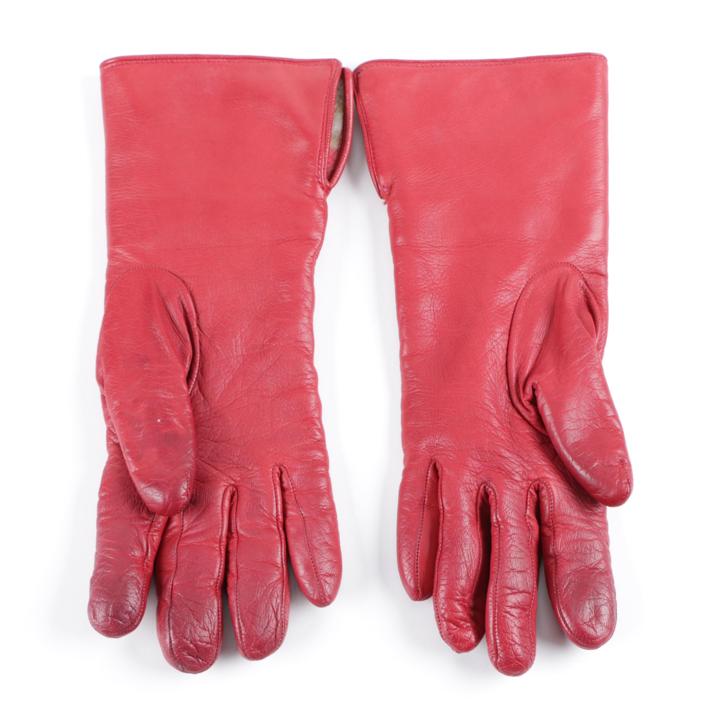 burberry gloves red