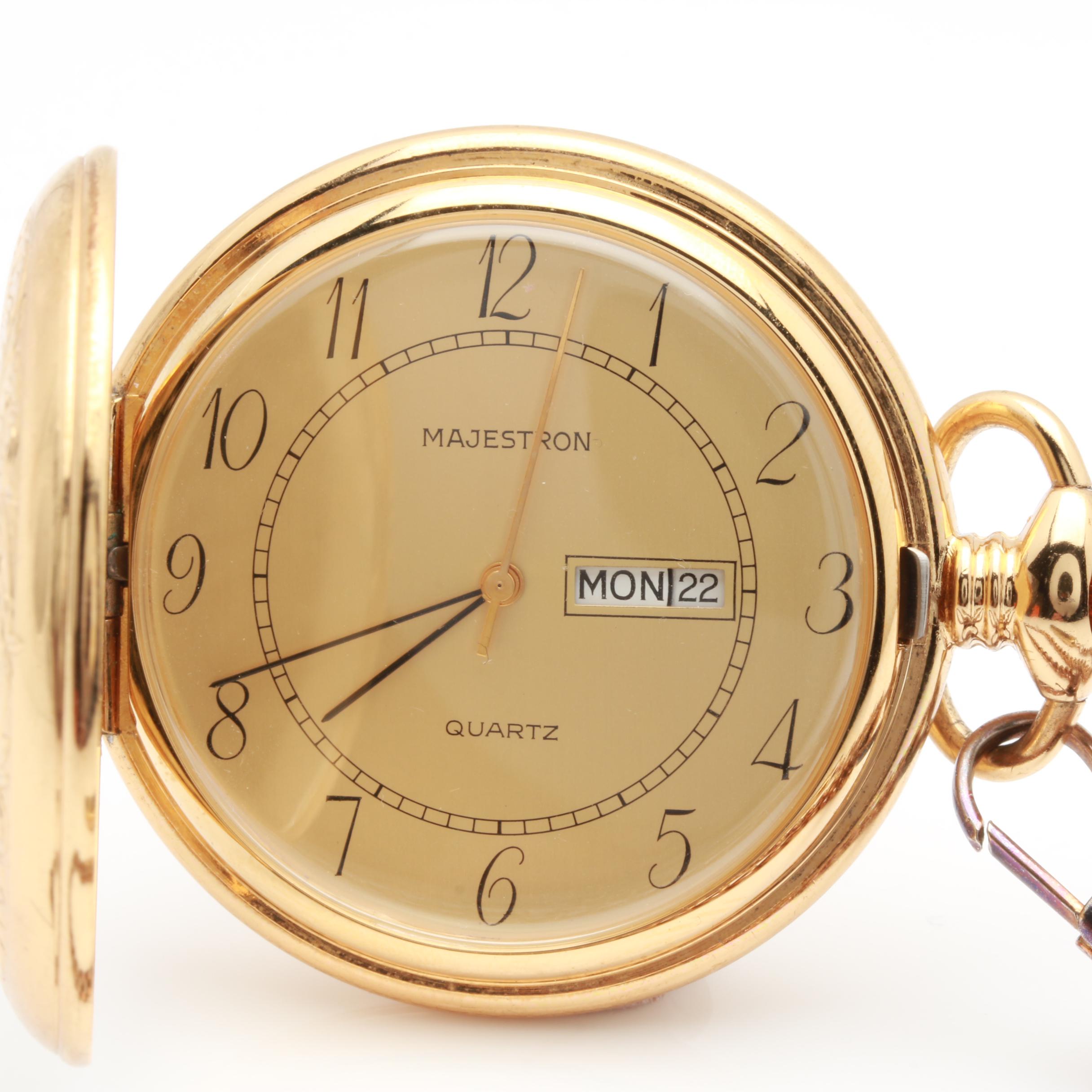 Majestron GoldTone Pocket Watch with Providence Cutlery Co. Pocket