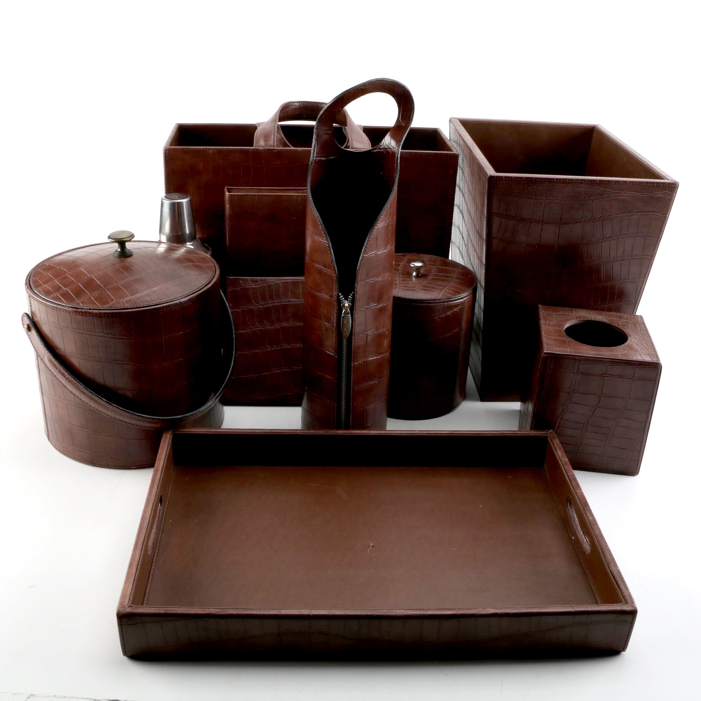 Embossed Faux Leather Office Accessories Ebth