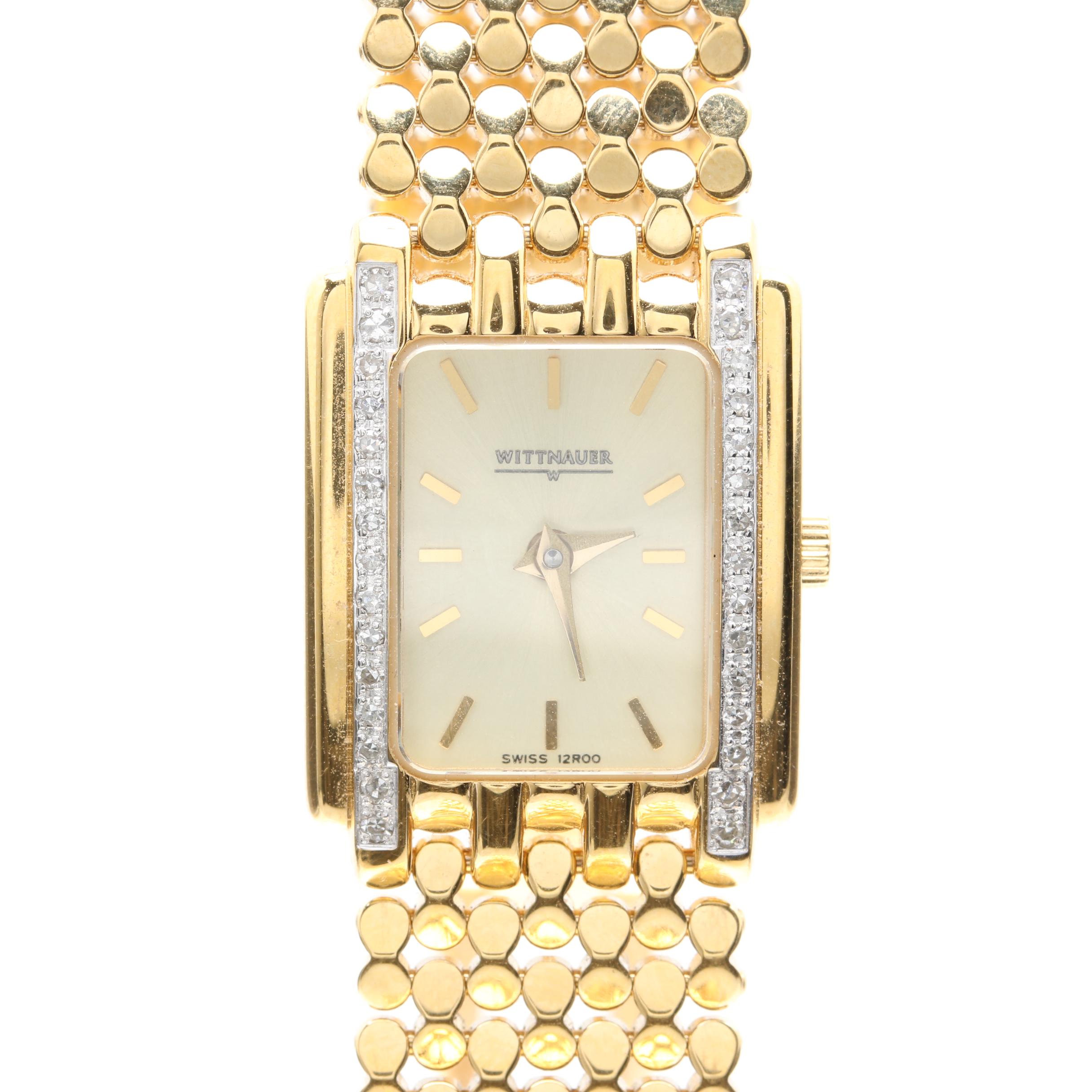 Wittnauer Gold-Plated Stainless Steel Diamond Bezel Wristwatch | EBTH