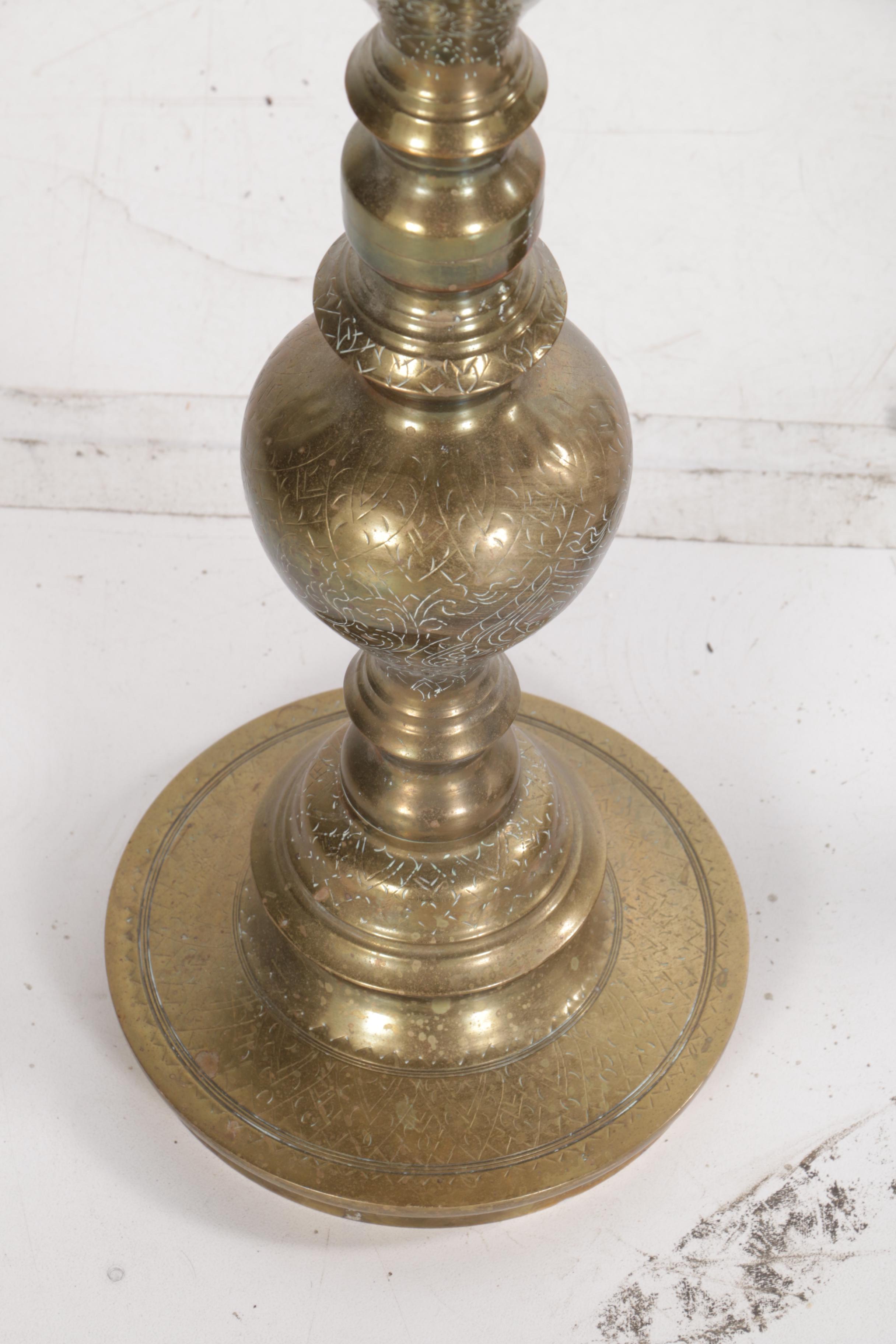 Etched Brass Altar Candle Holders EBTH