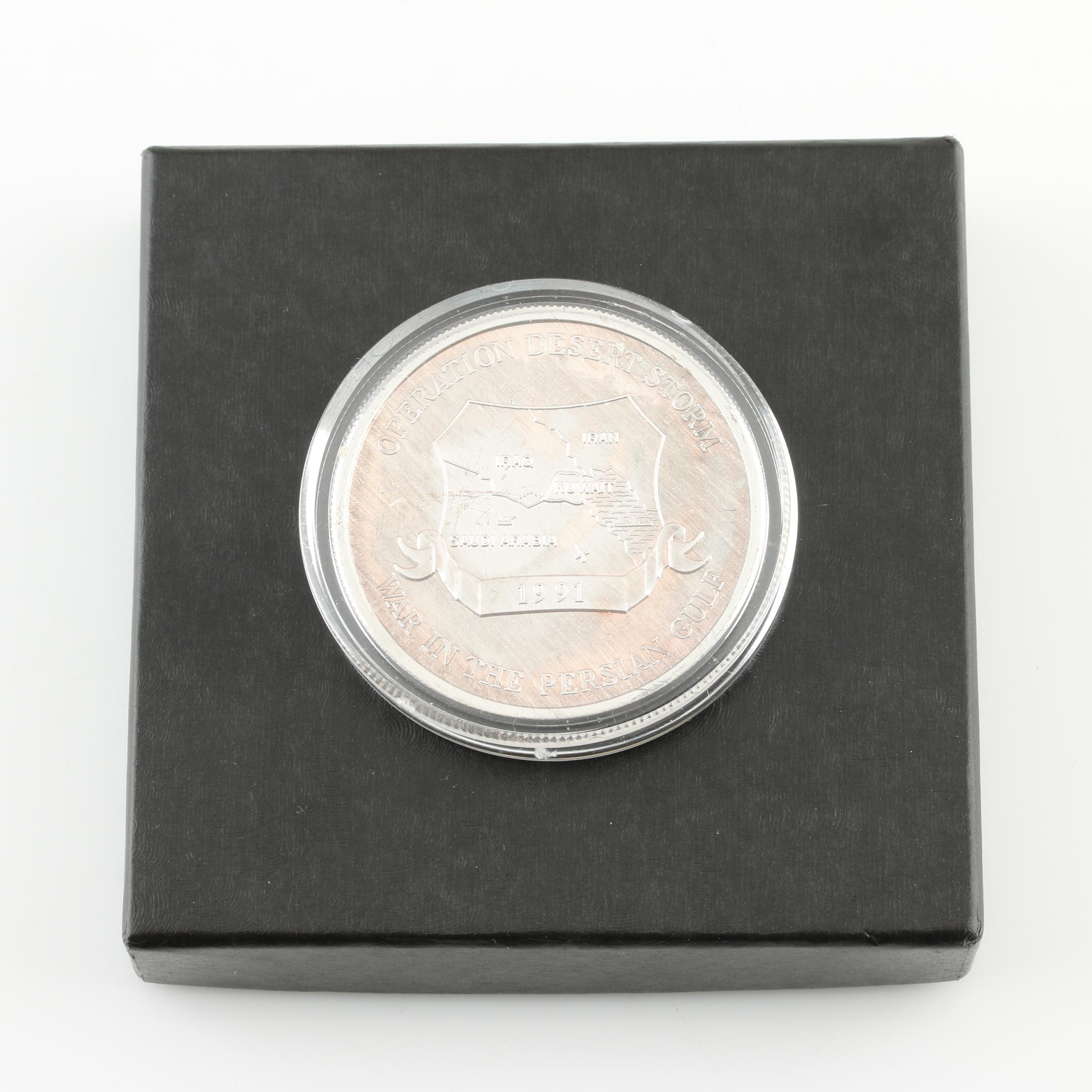 1991 Operation Desert Storm One Troy Ounce 999 Fine Silver Round Ebth