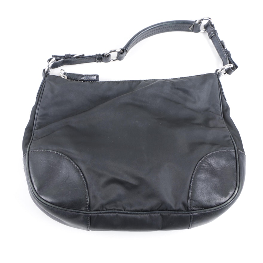 Prada Black Nylon and Leather Hobo Bag : EBTH