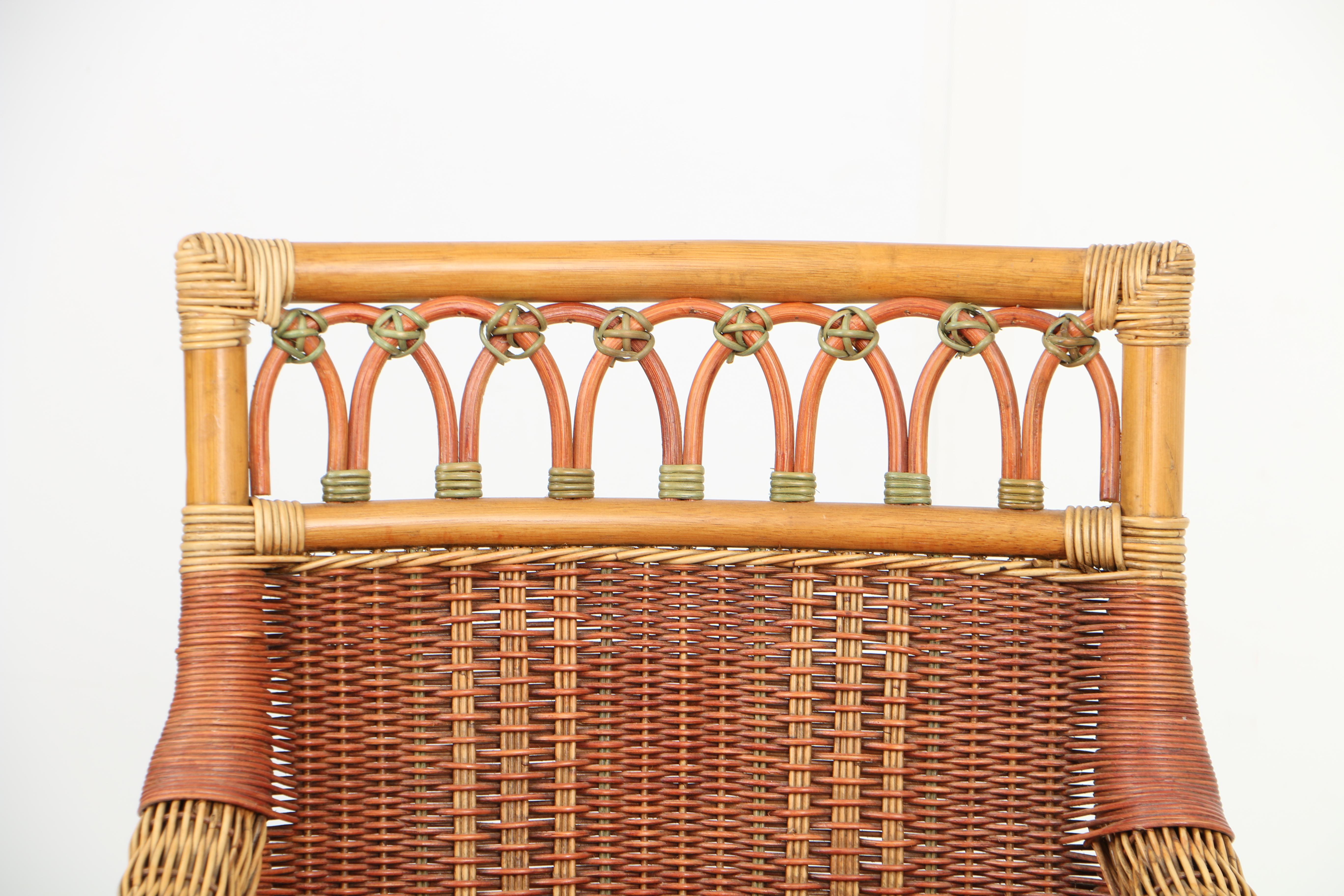 Vintage Wicker and Rattan Patio Dining Table with Eight Chairs EBTH