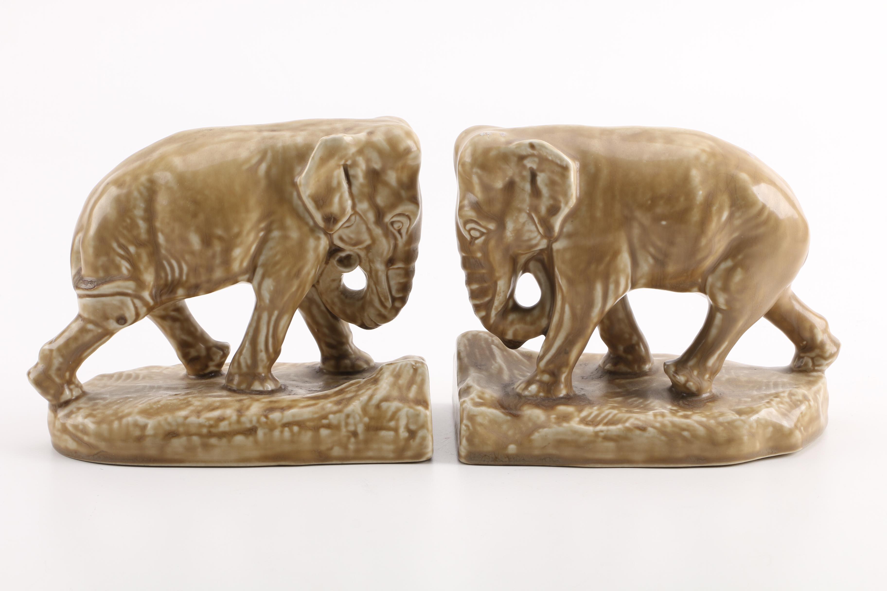 Rookwood Ceramic Elephant Bookends EBTH