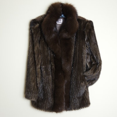 Saga Mink Fur Jacket with Fox Fur Collar Saga Mink Fur Jacket with Fox Fur Collar
