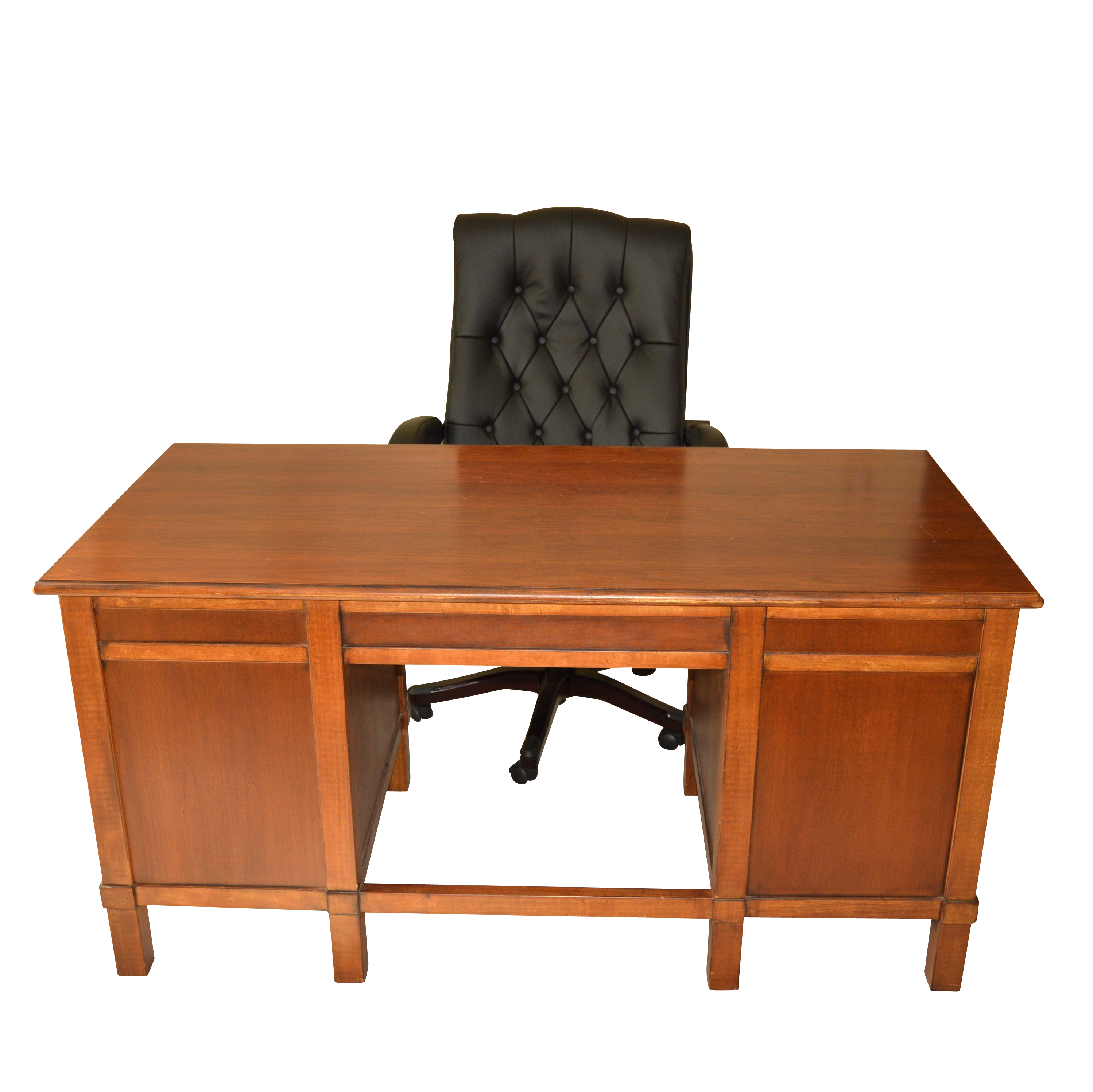 Drexel Heritage Executive Style Desk With Leather Office Chair Ebth