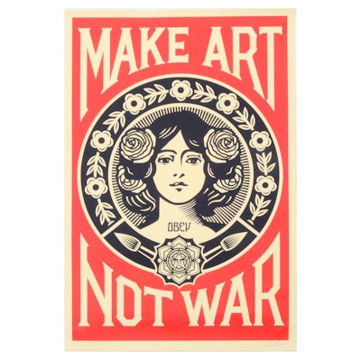 Shepard Fairey Signed Offset Print "Make Art Not War" Shepard Fairey Signed Offset Print "Make Art Not War"