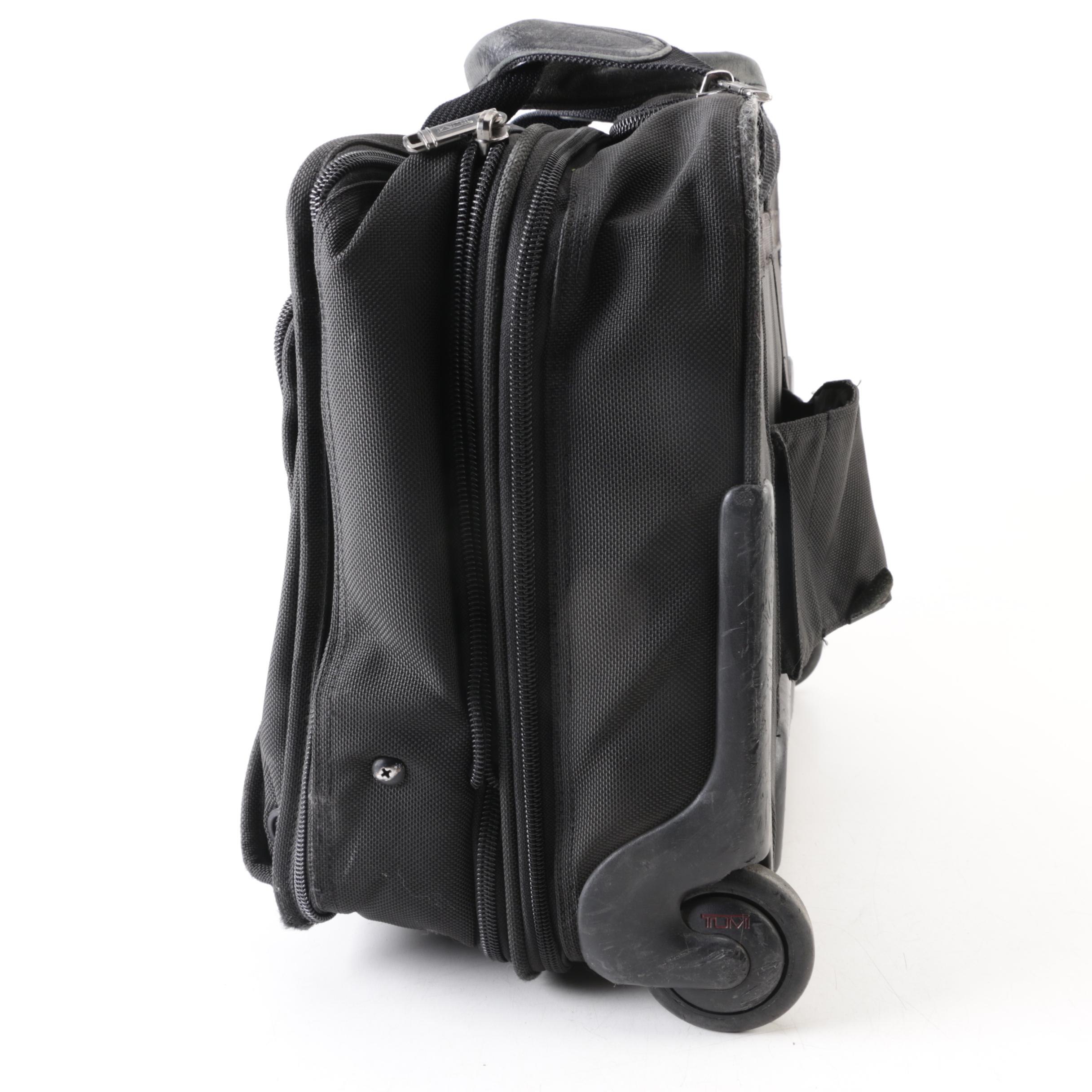 Tumi Black Canvas Rolling CarryOn Suitcase EBTH