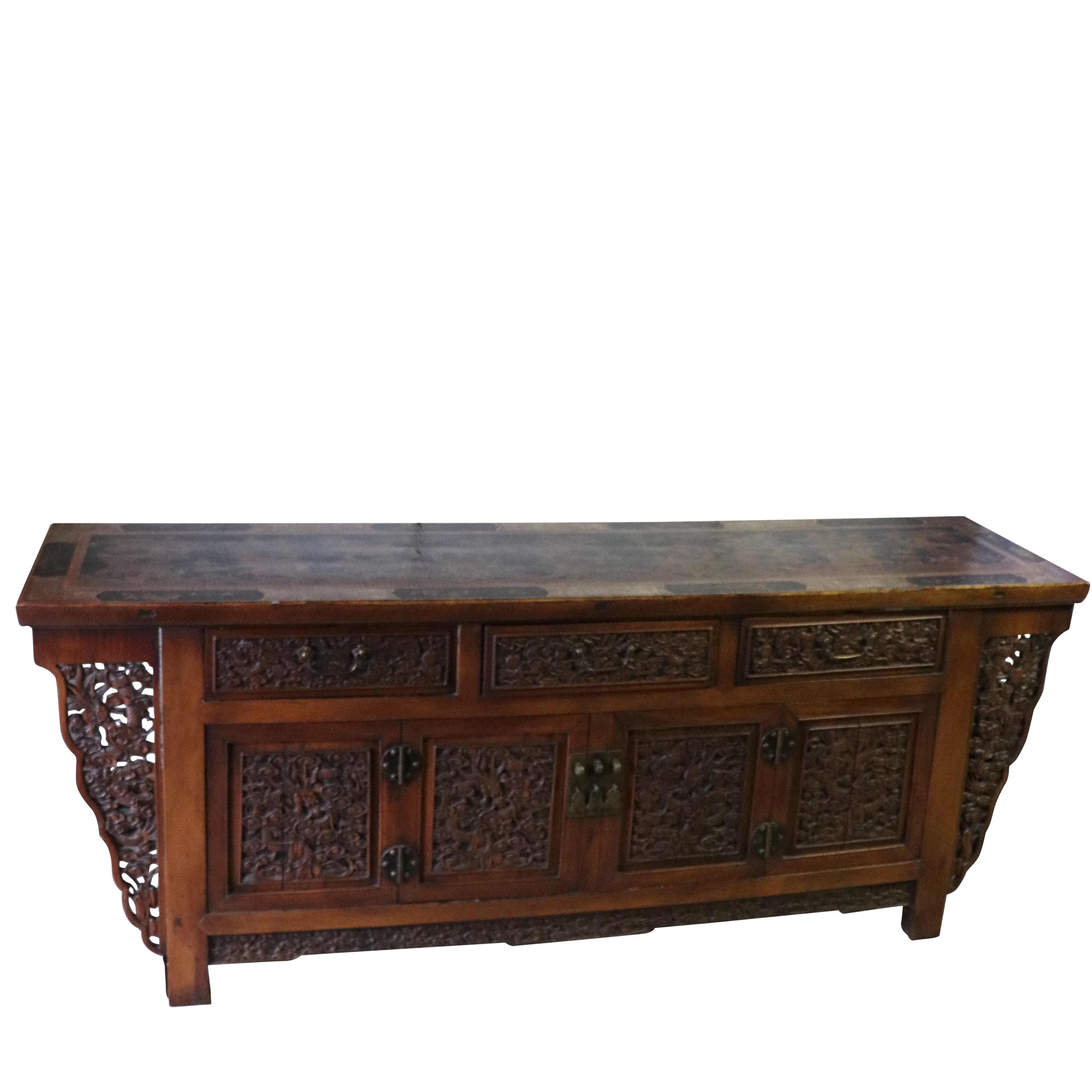 Vintage Chinese Carved And Hand Painted Credenza Ebth