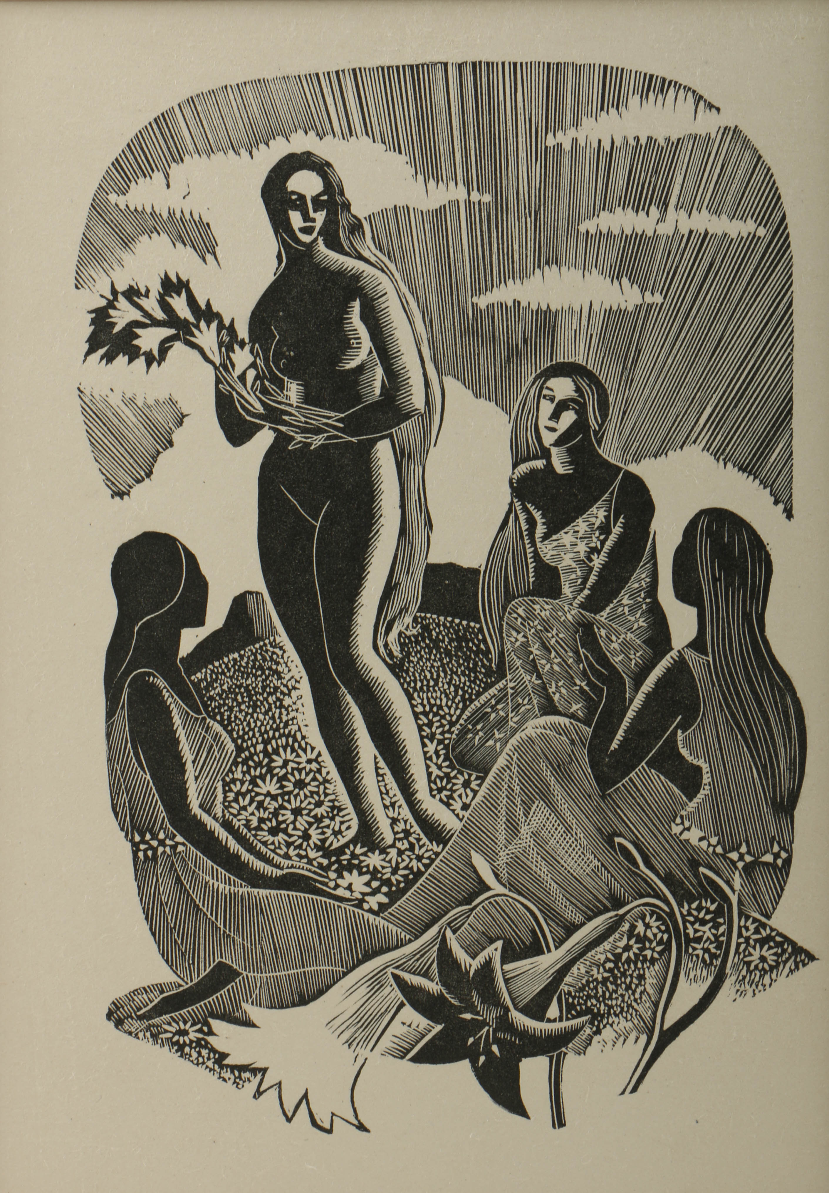 Iain Macnab Wood Engraving on Paper "Three Graces" EBTH