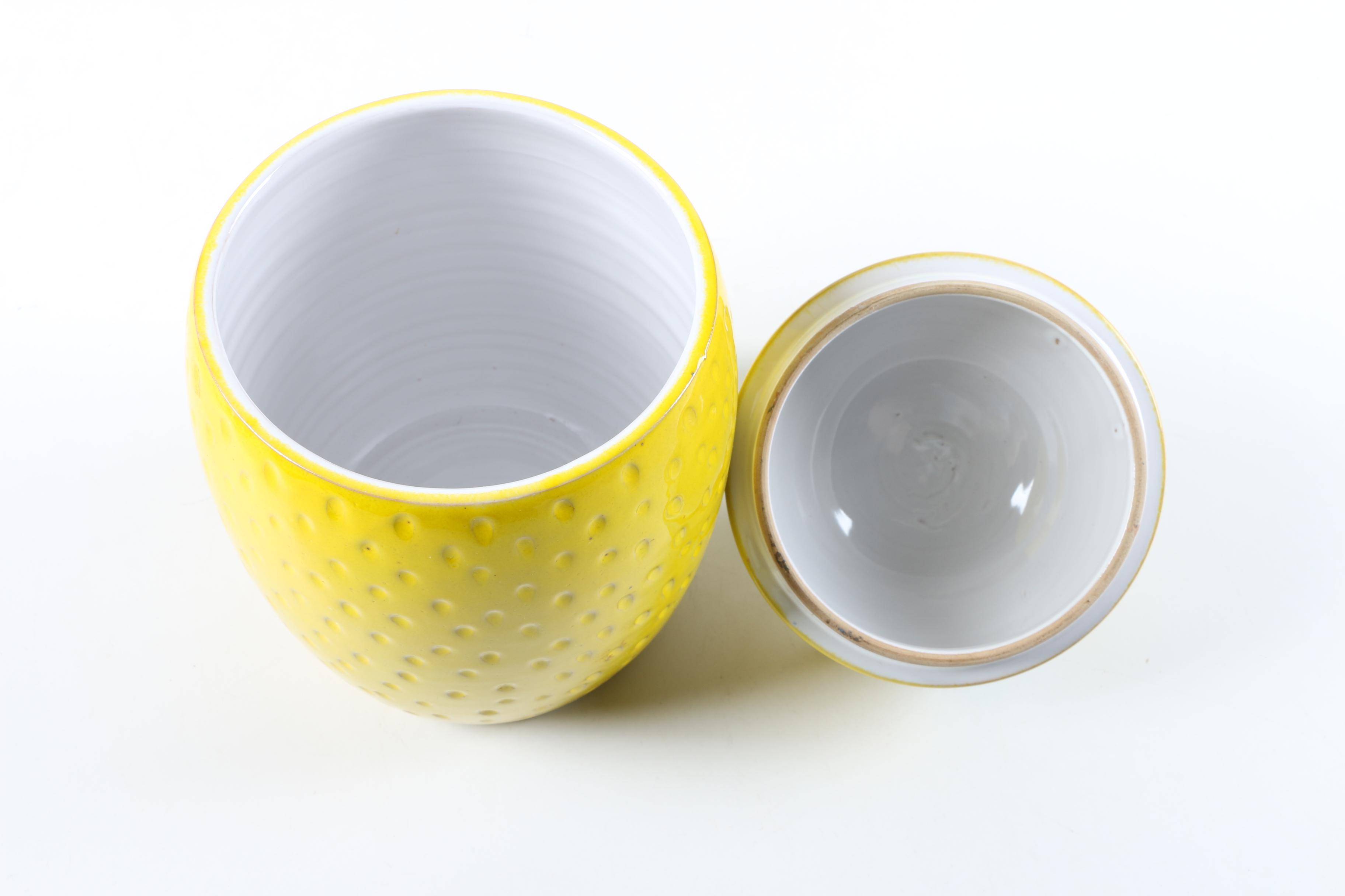 Yellow and Green Lemon Shaped Cookie Jar EBTH