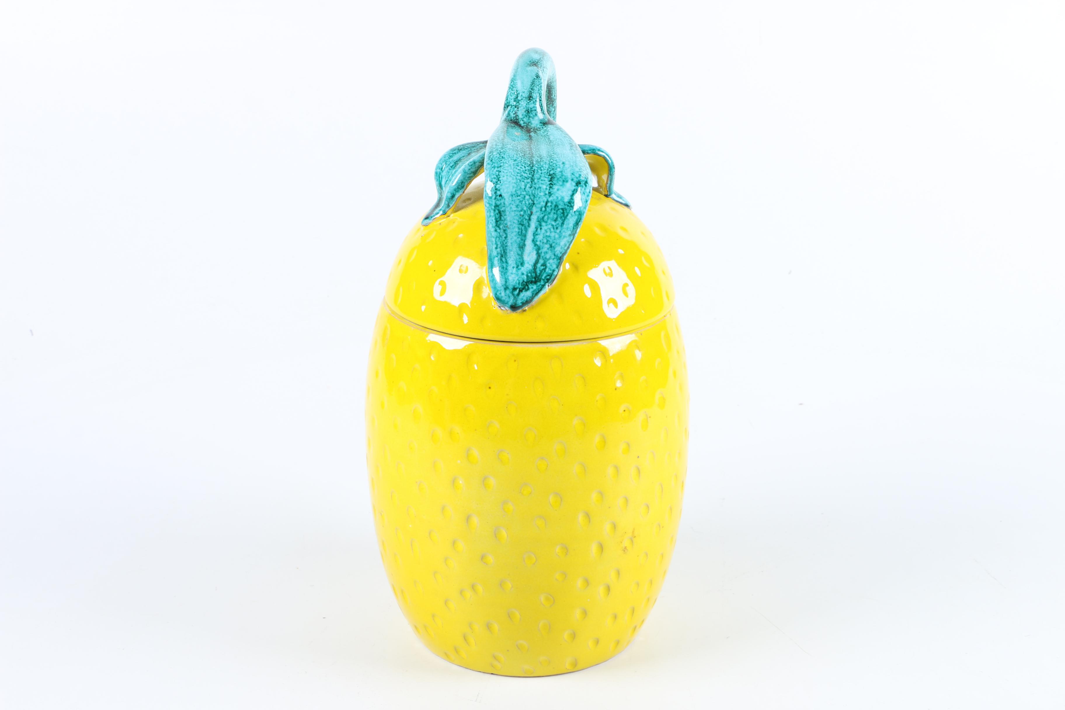 Yellow and Green Lemon Shaped Cookie Jar EBTH