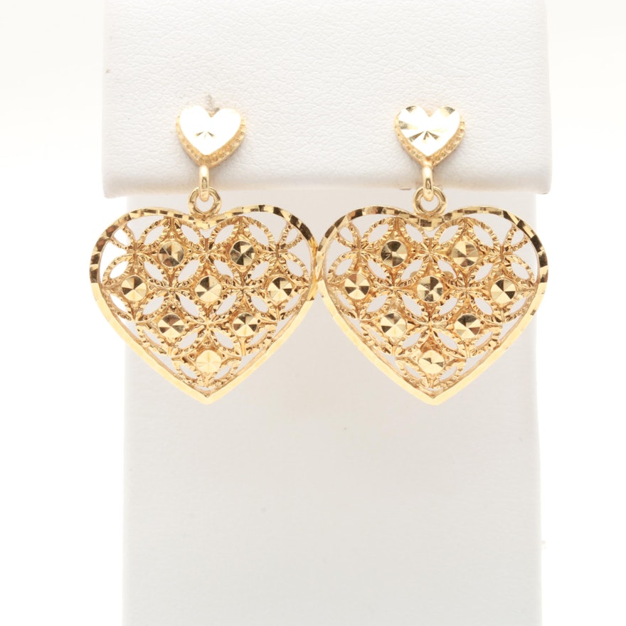 Beverly Hills Gold 14K Yellow Gold Heart Earrings | EBTH