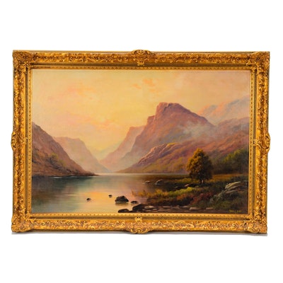 Thomas C. Blake Oil Painting on Canvas "A Highland Sunset" Thomas C. Blake Oil Painting on Canvas "A Highland Sunset"