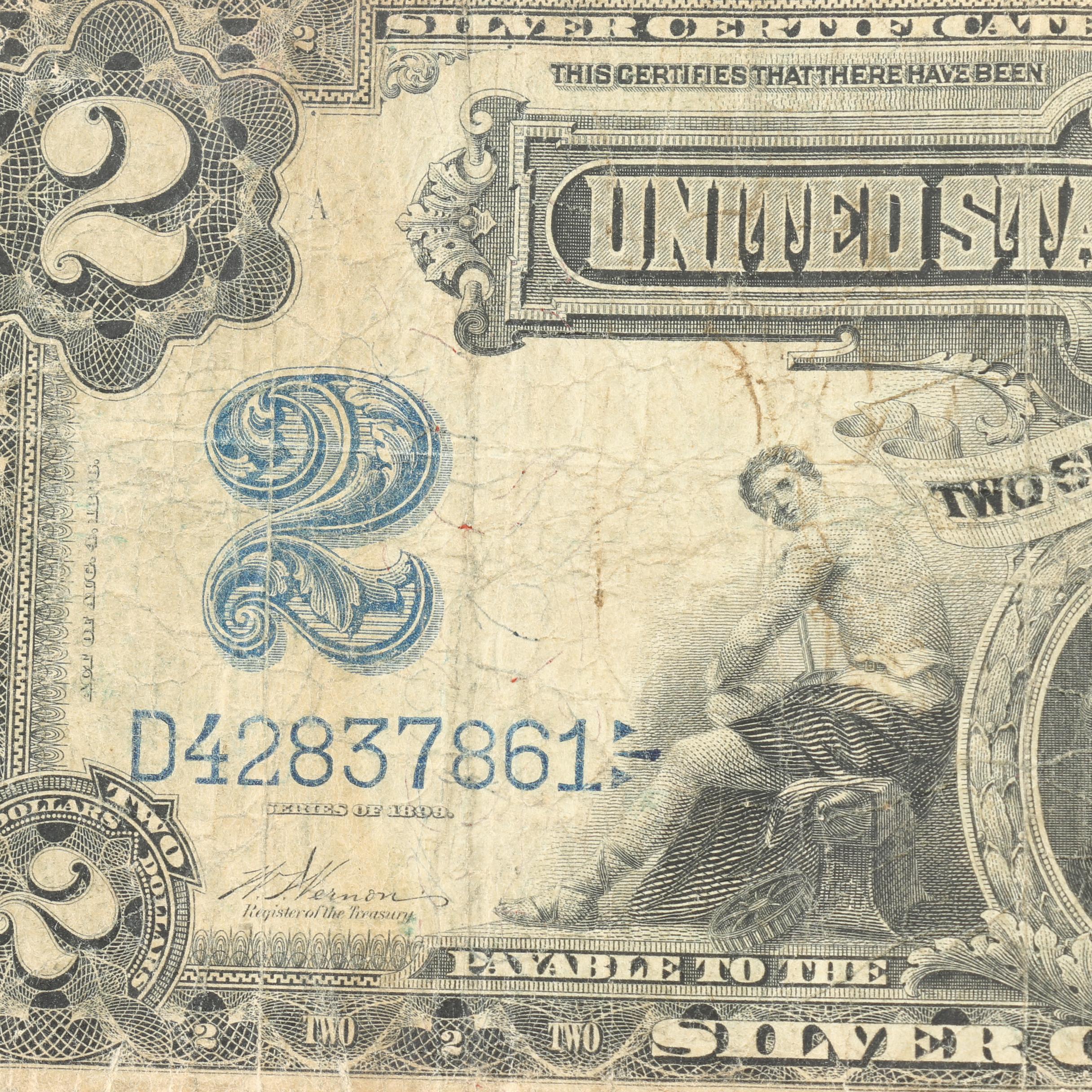 Large Format Series of 1899 2 Silver Certificate EBTH