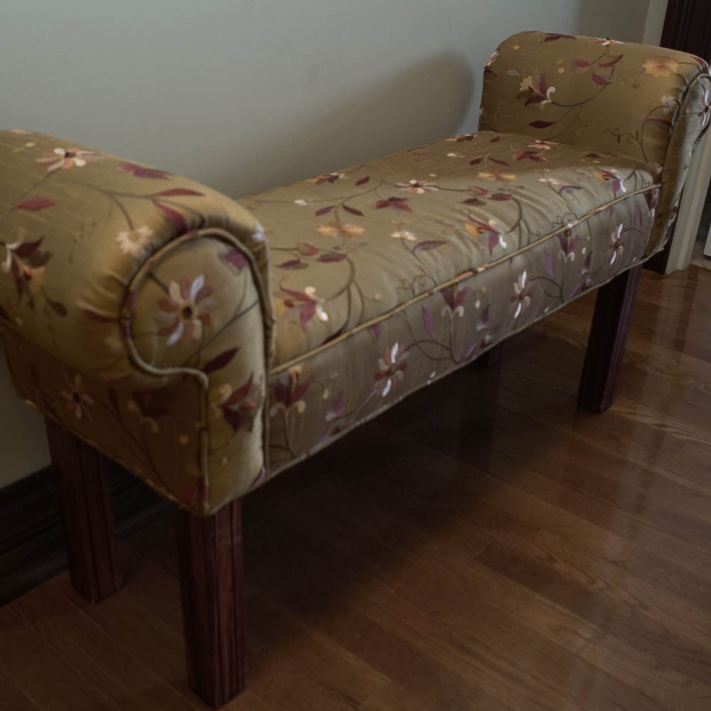 Floral Upholstered Bench Ebth