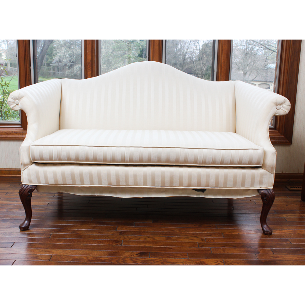 Queen Ann Style Camelback Loveseat | EBTH