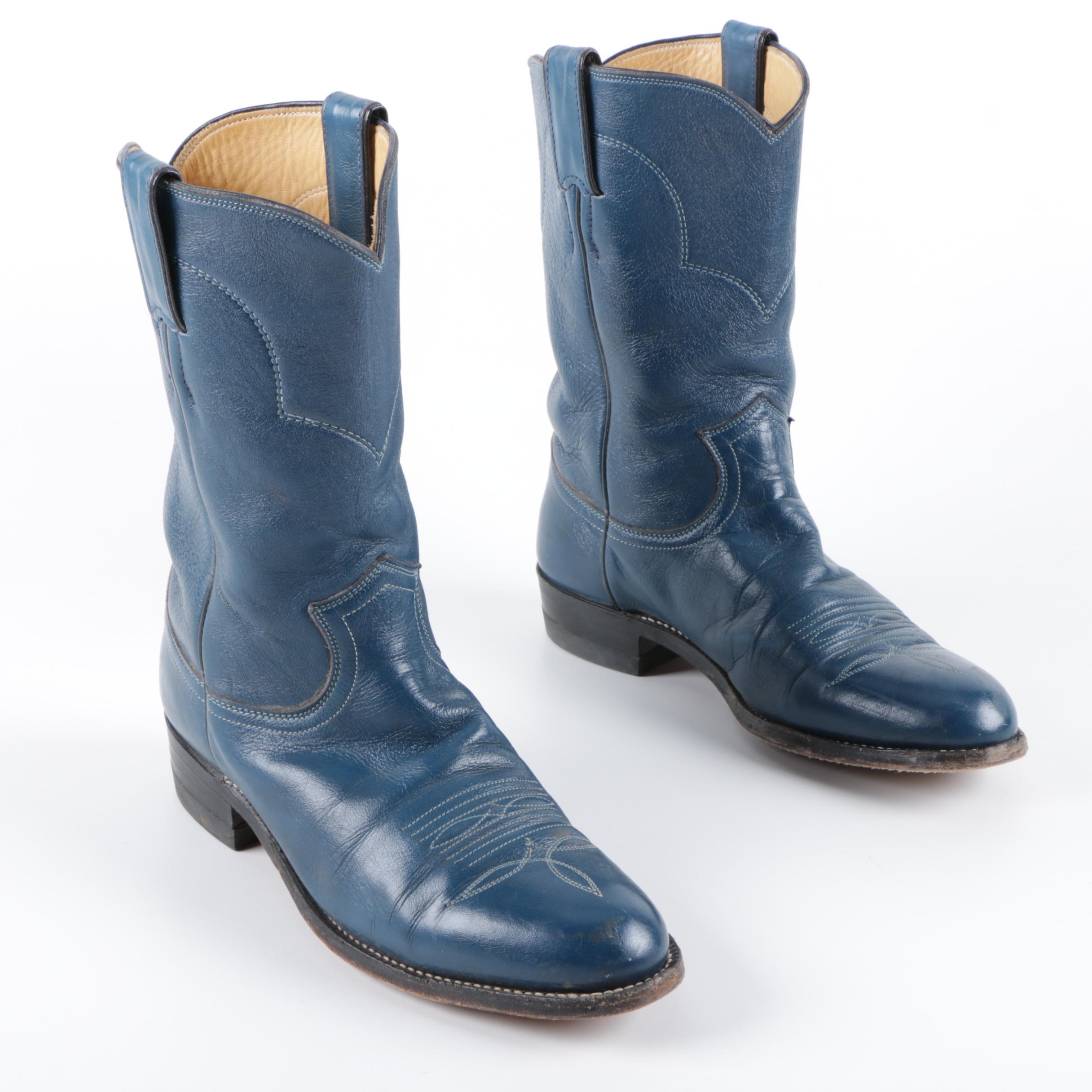 blue leather womens boots