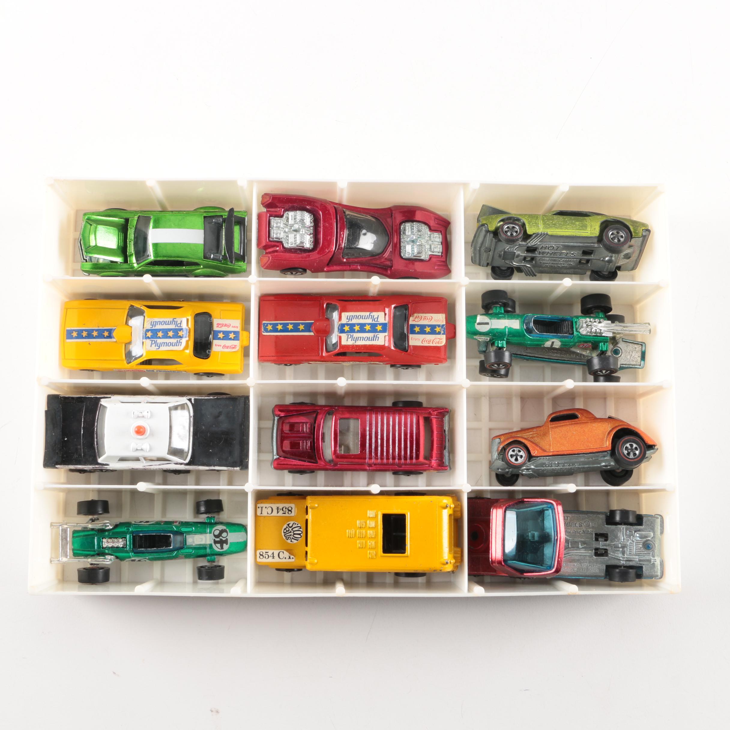 1969 Mattel Hot Wheels Collector's Race Case and "Redline" Hot Wheels