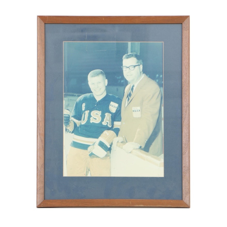 Vintage Photograph of Walter Bush, Jr. and USA Hockey Player Bill Reichart