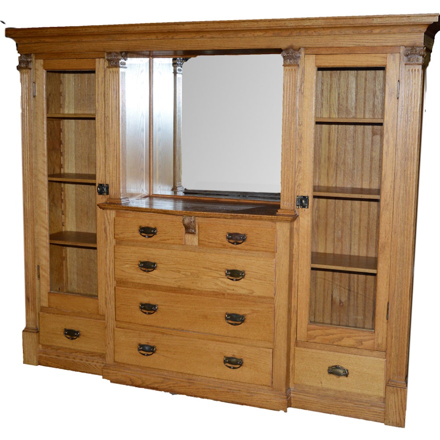 Oak Dresser With Cabinet Bookshelves Ebth