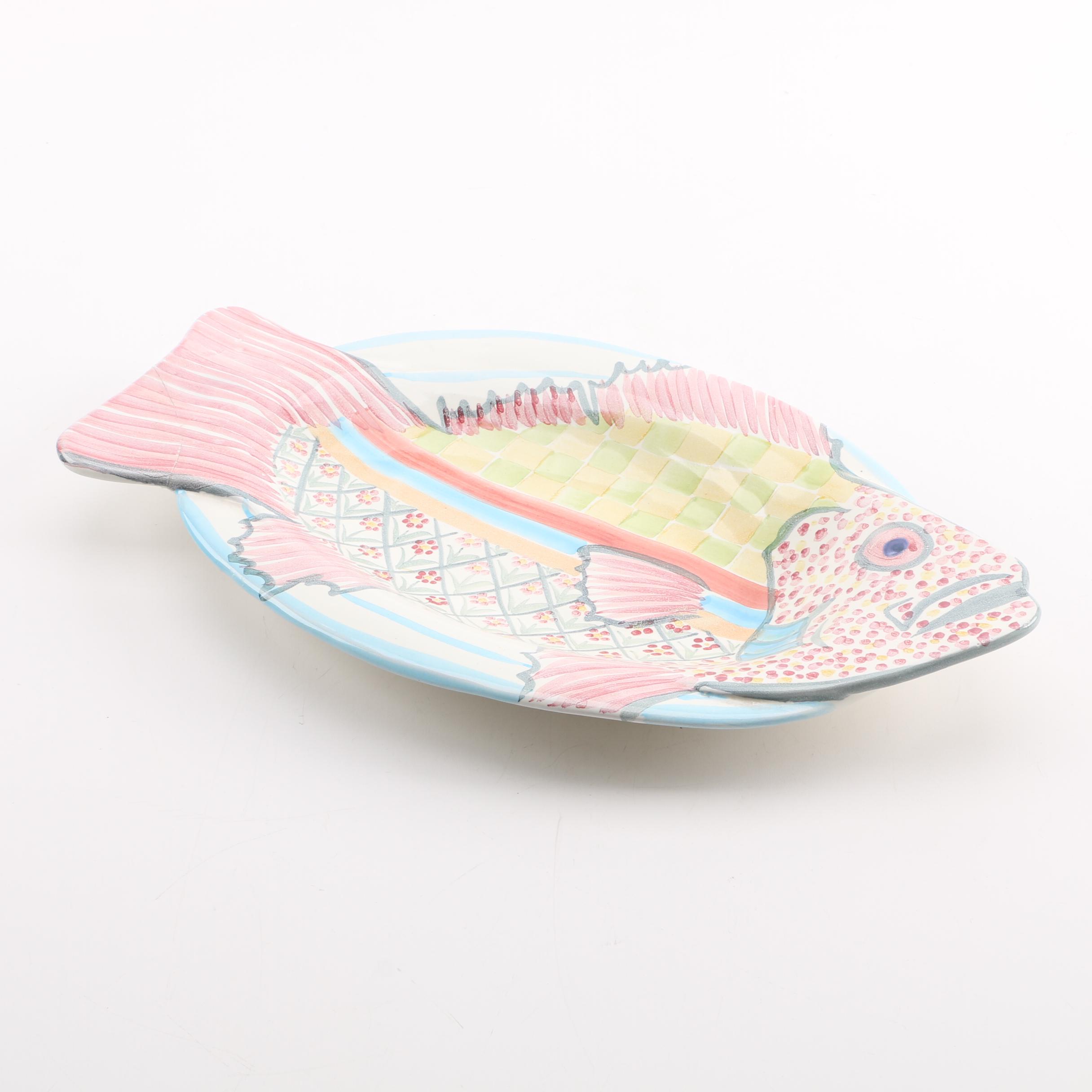 Mckenzie Childs Fish Story Fish Plate