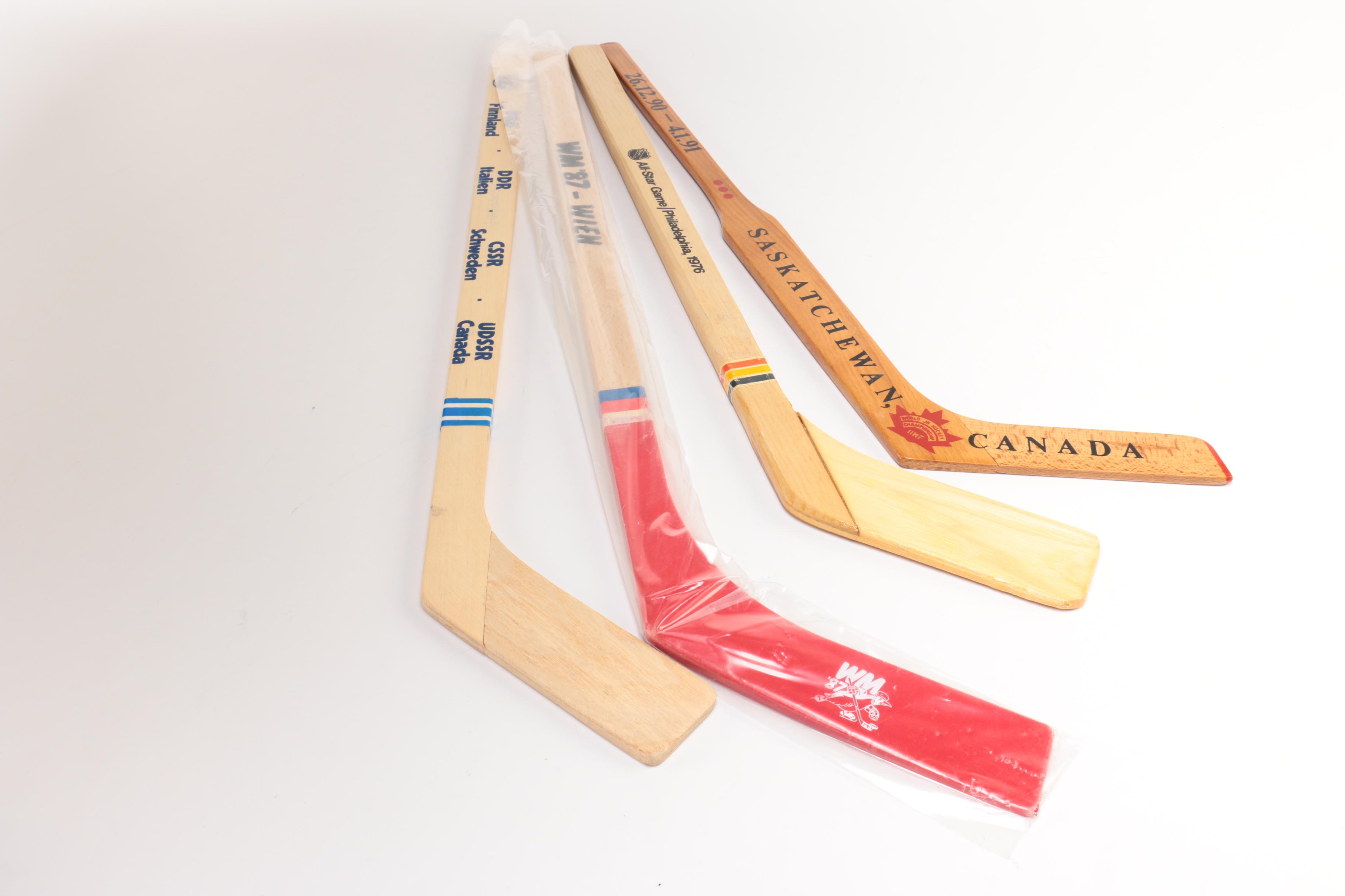 Signed Mike Eruzione Souvenir Hockey Stick and Wooden Souvenir Hockey