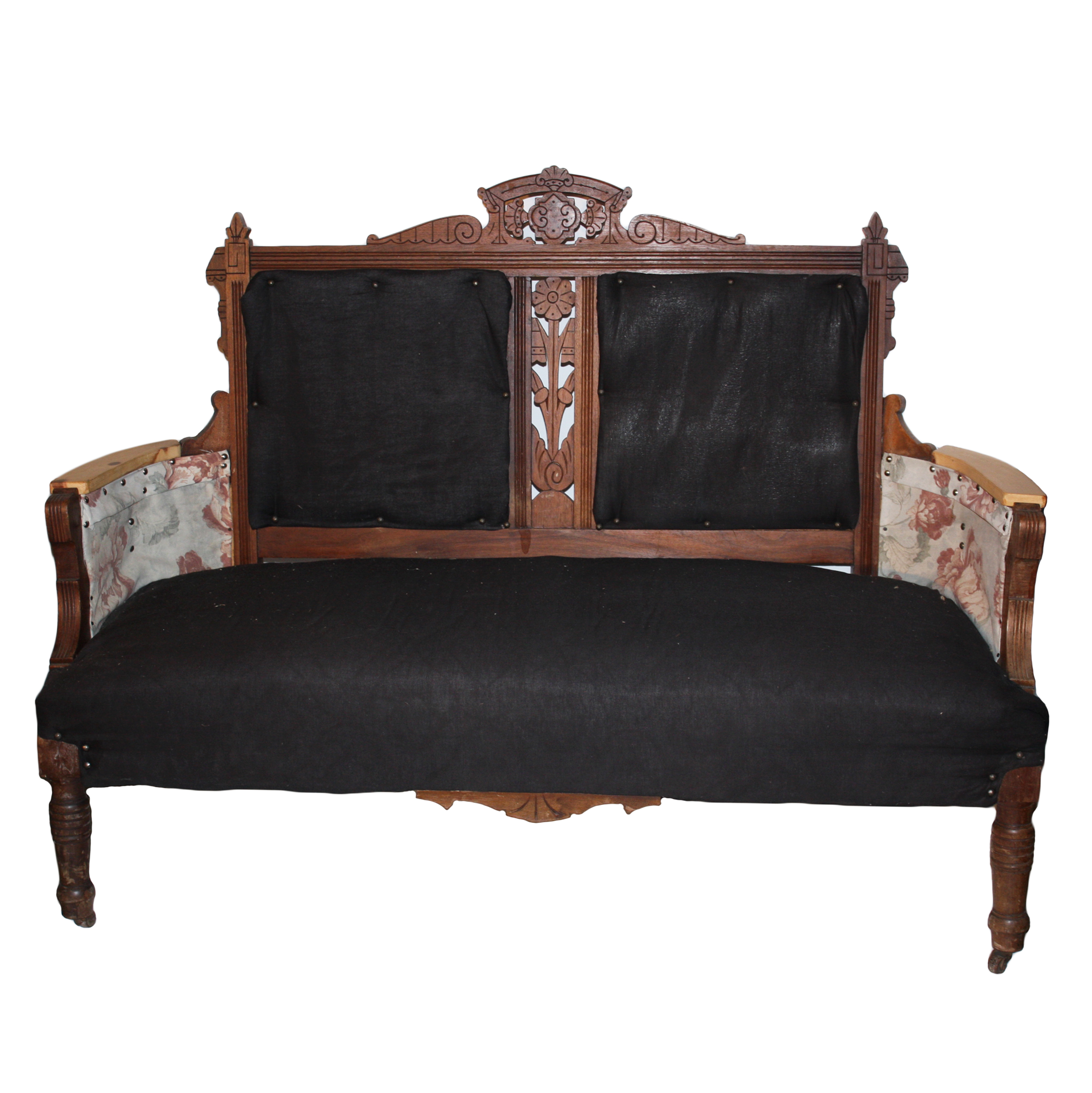 Antique Victorian Eastlake Walnut Settee Ebth