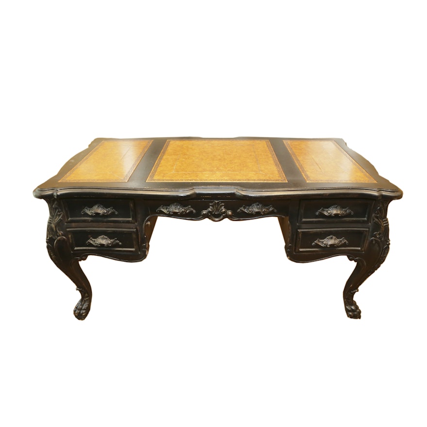 Vintage French Provincial Style Leather Top Desk Ebth
