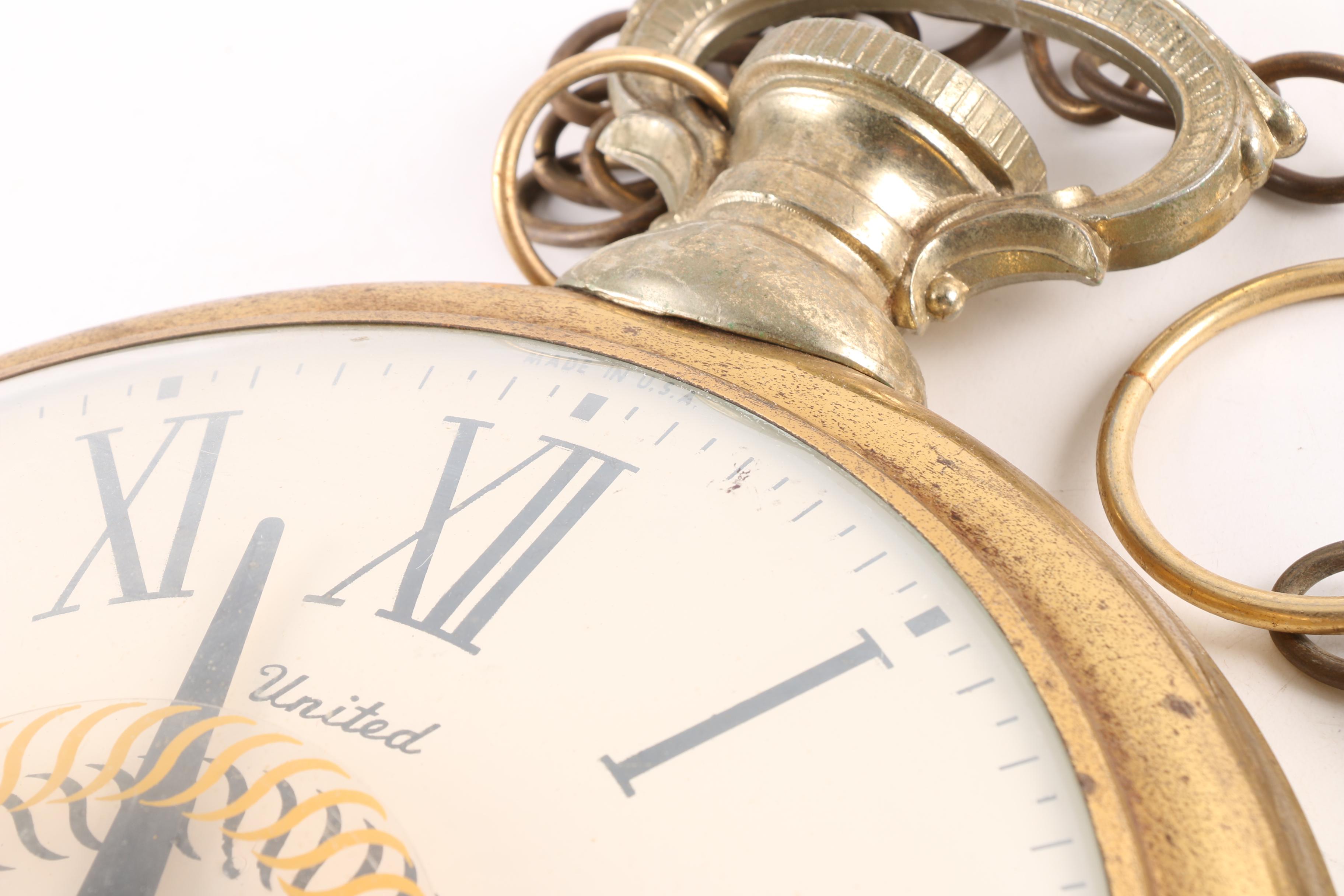 Vintage United Pocket Watch Style Hanging Wall Clocks EBTH