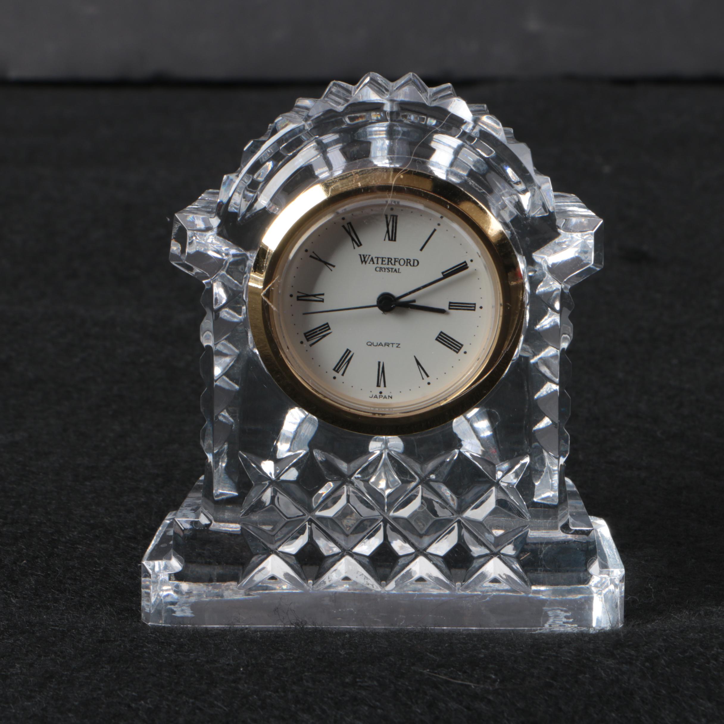 Waterford Crystal Gold Rimmed Carriage Clock and Heart Dishes EBTH