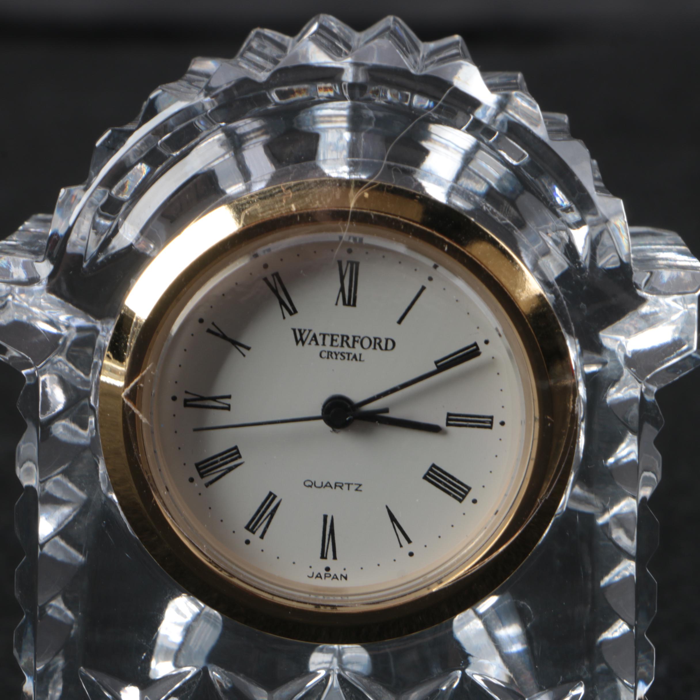 Waterford Crystal Gold Rimmed Carriage Clock and Heart Dishes EBTH