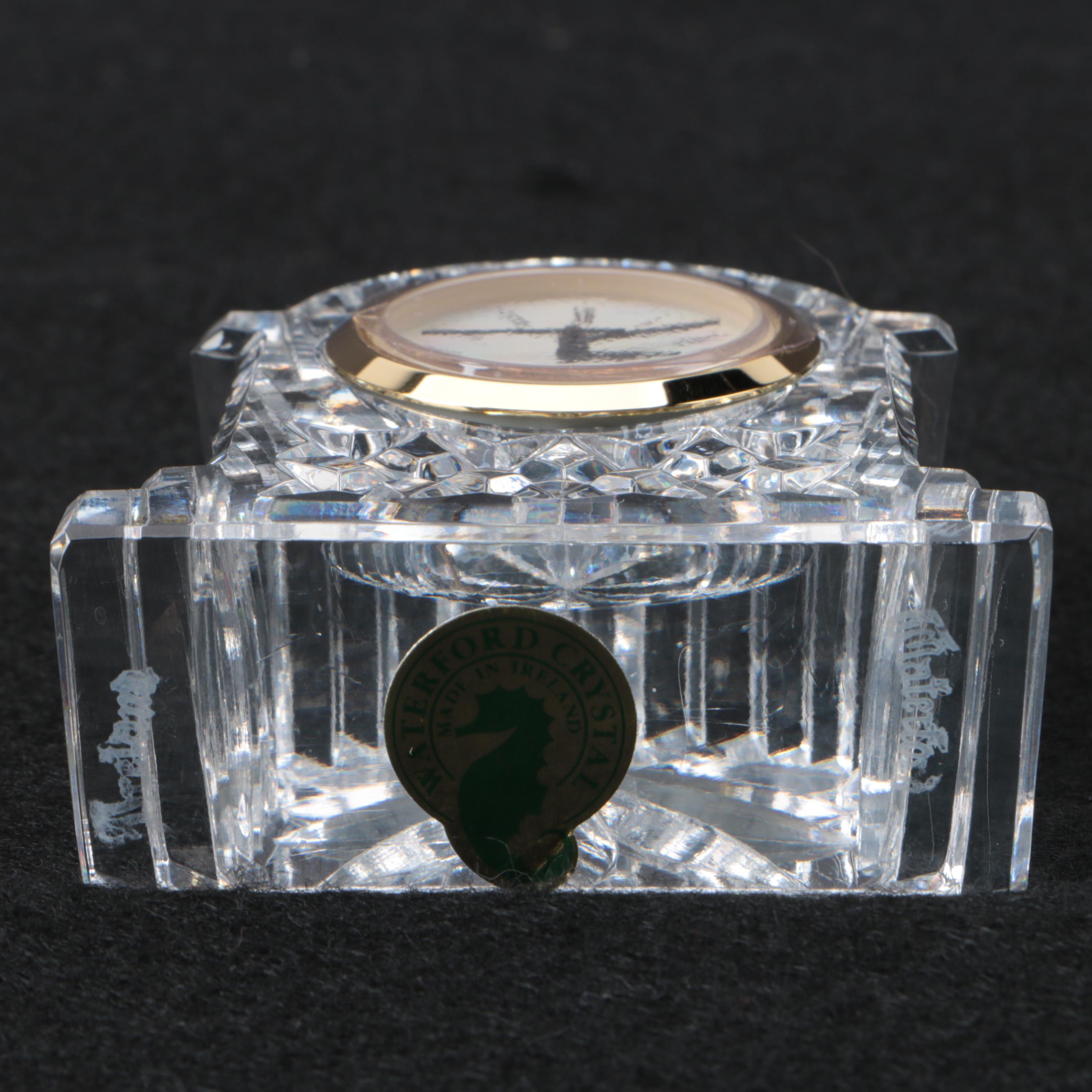 Waterford Crystal Gold Rimmed Carriage Clock and Heart Dishes EBTH