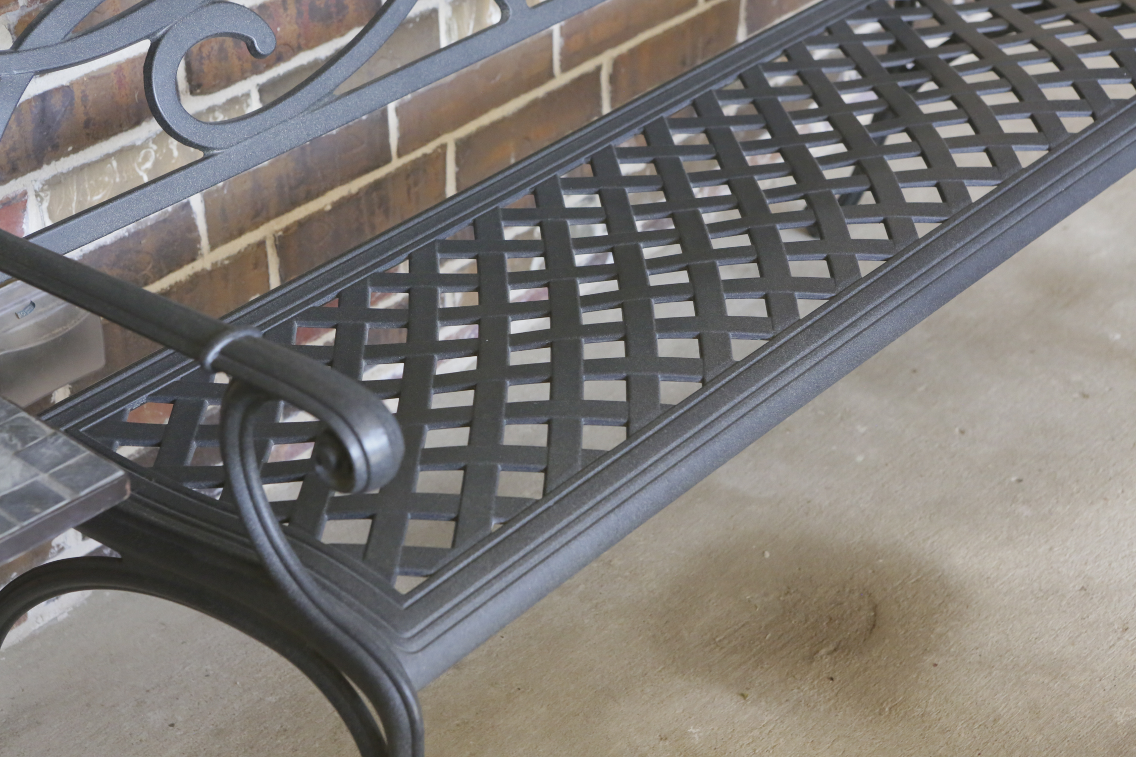 Metal Garden Bench with Tile Top Side Table EBTH