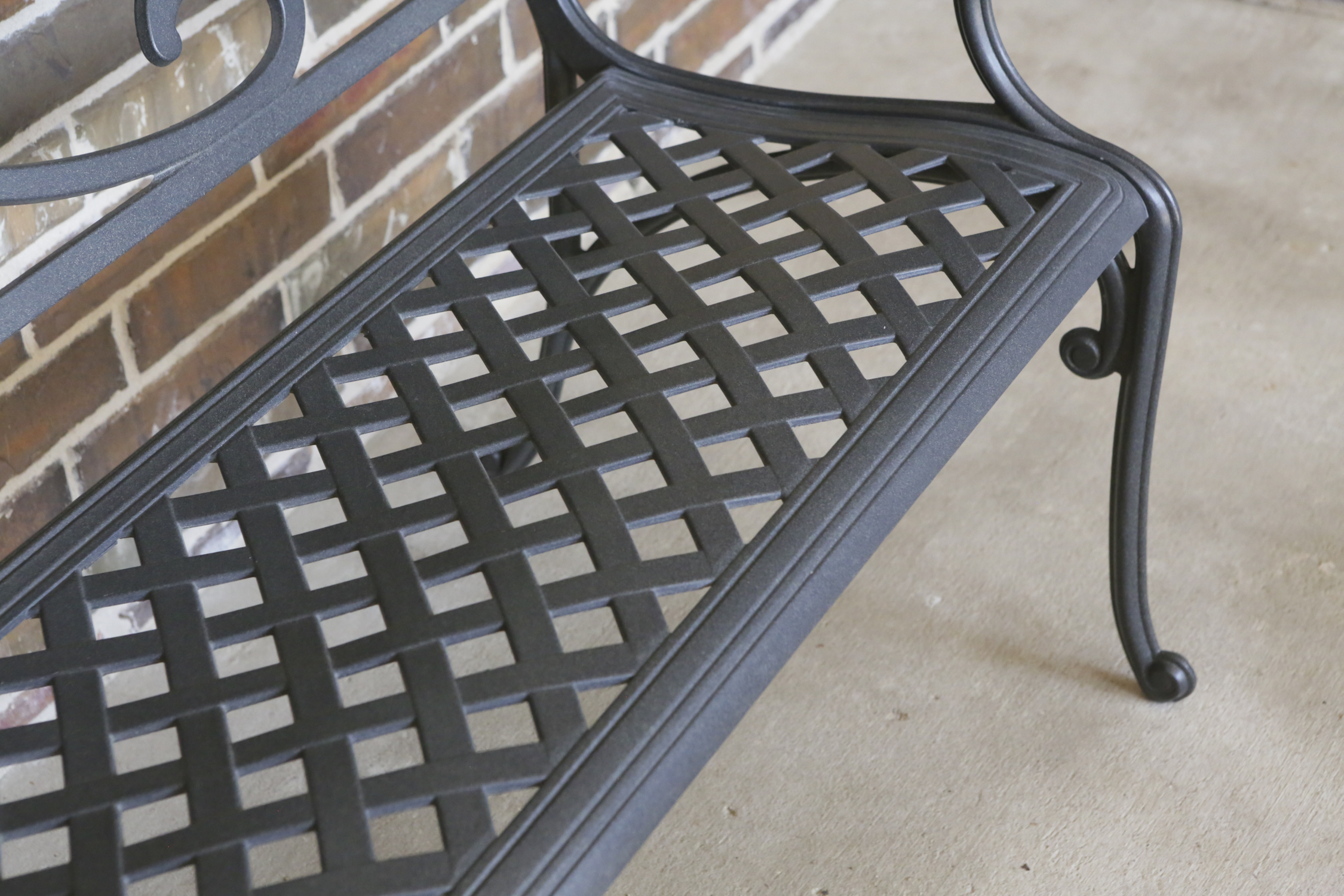 Metal Garden Bench with Tile Top Side Table EBTH